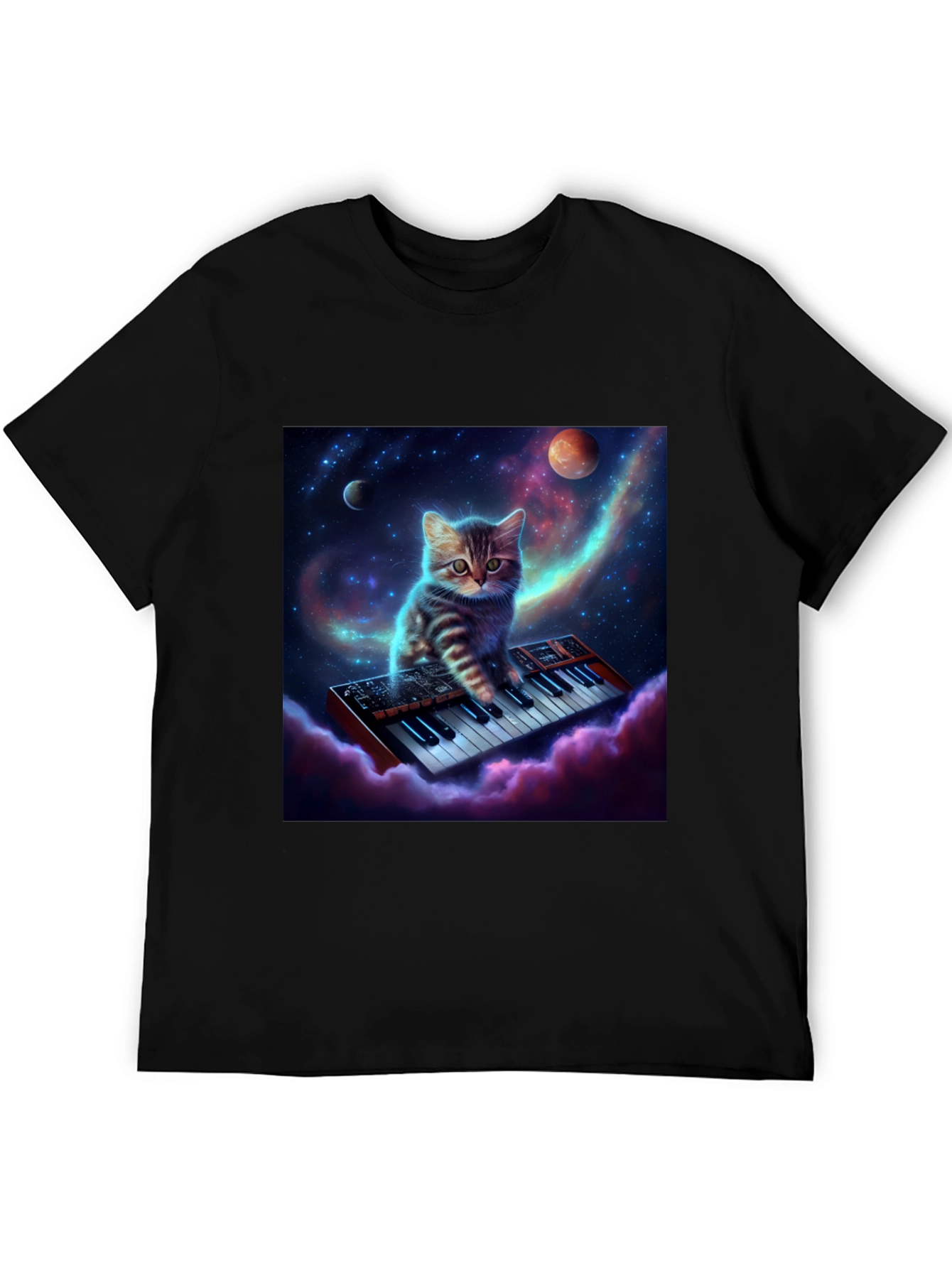 Cosmic Cat Keyboardist Graphic Tee
