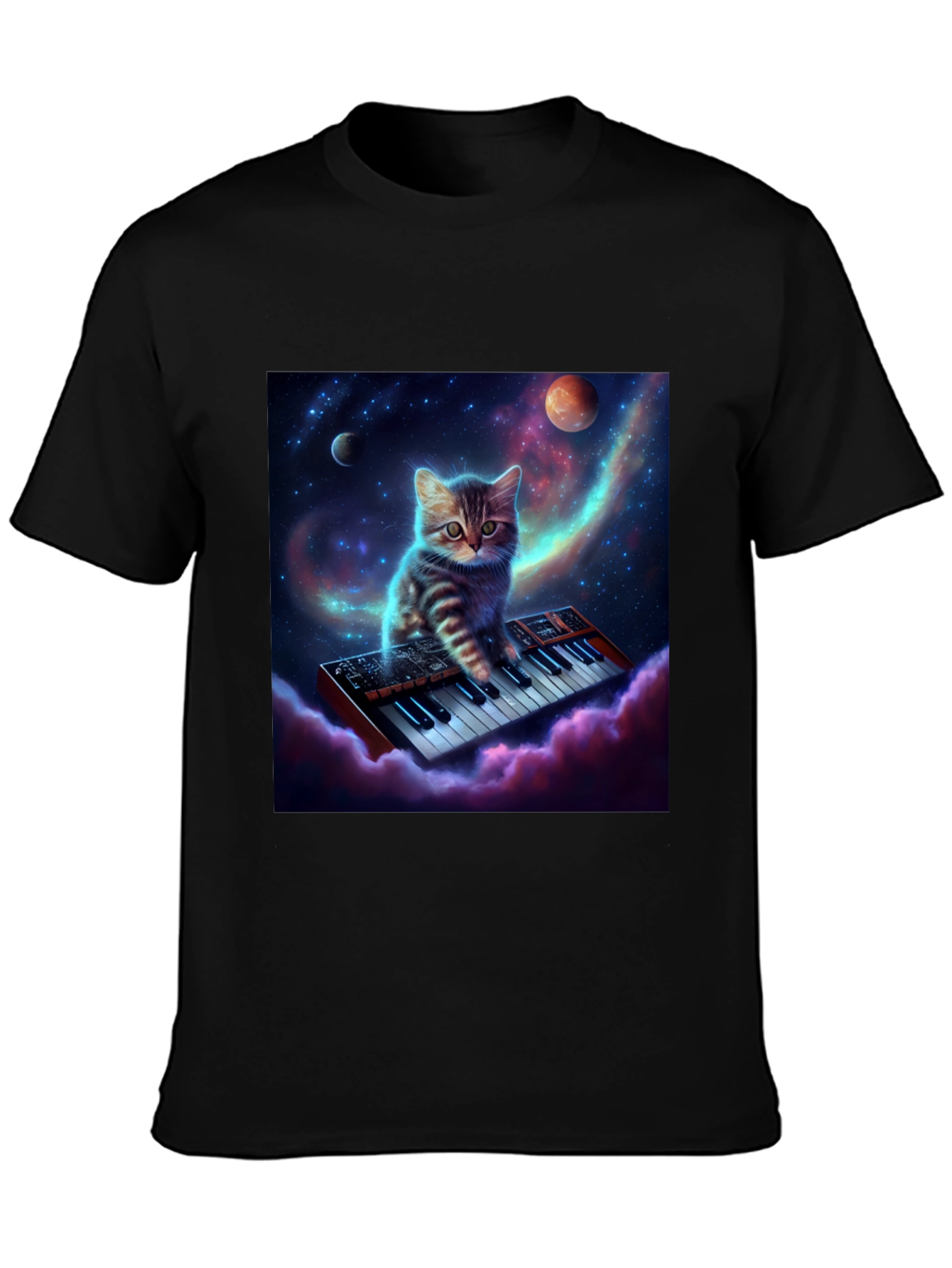 Cosmic Cat Keyboardist Graphic Tee