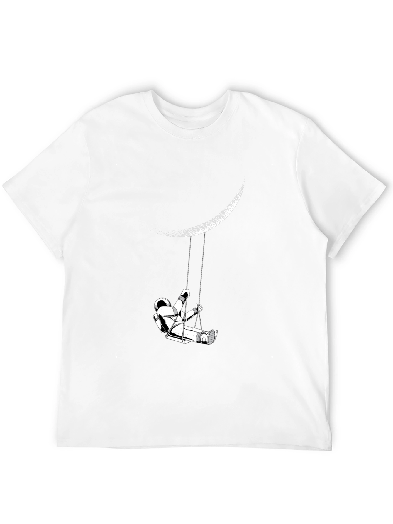Astronaut Moon Swing Graphic Tee - Stylish Black T-Shirt