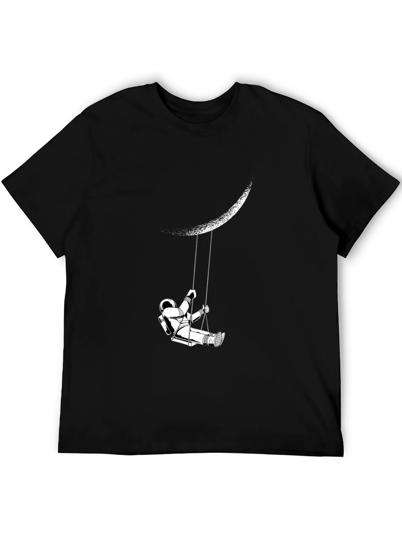 Astronaut Moon Swing Graphic Tee - Stylish Black T-Shirt