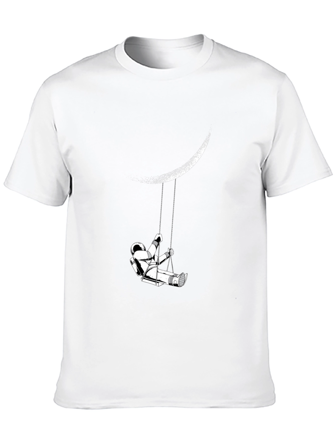 Astronaut Moon Swing Graphic Tee - Stylish Black T-Shirt