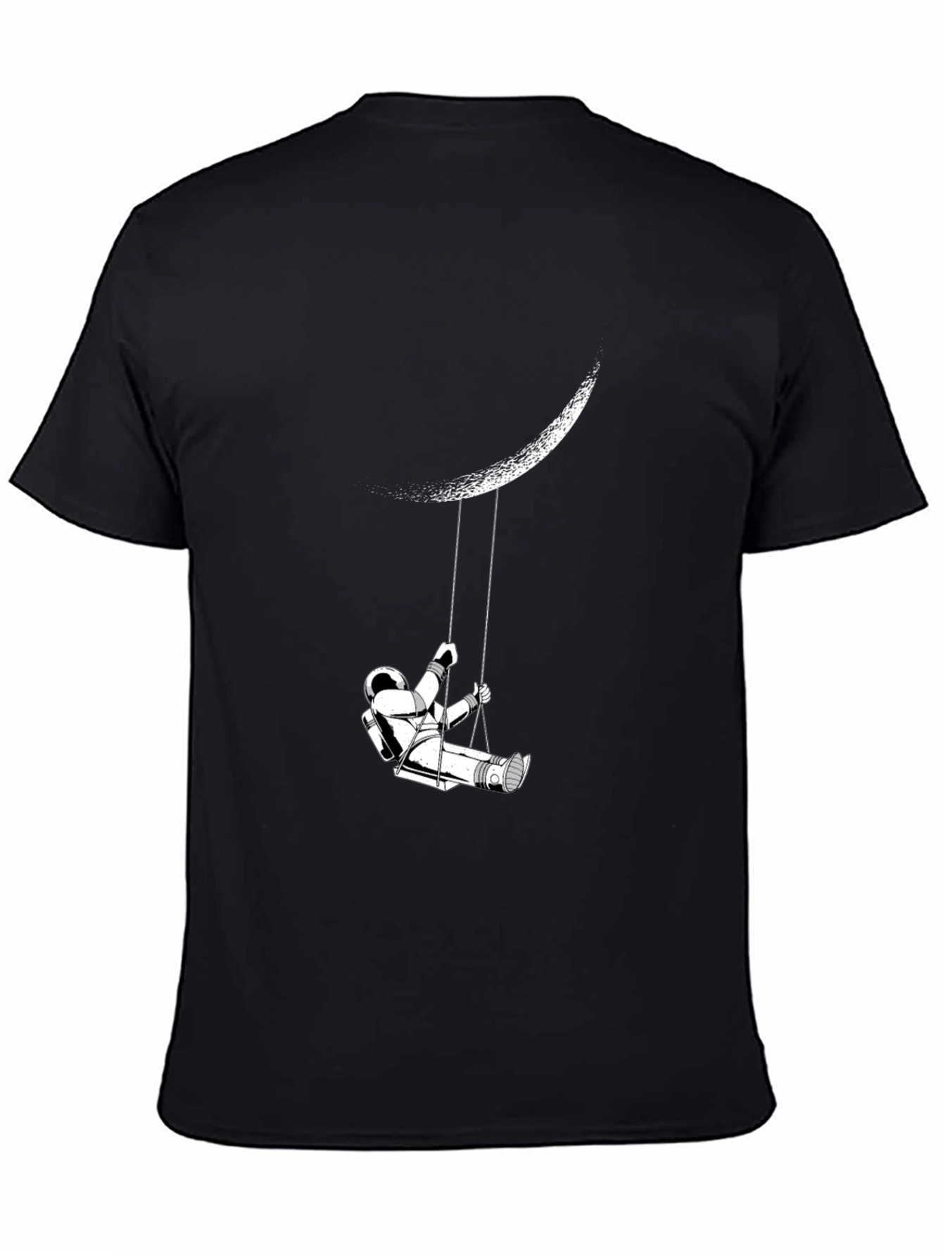 Astronaut Moon Swing Graphic Tee - Stylish Black T-Shirt