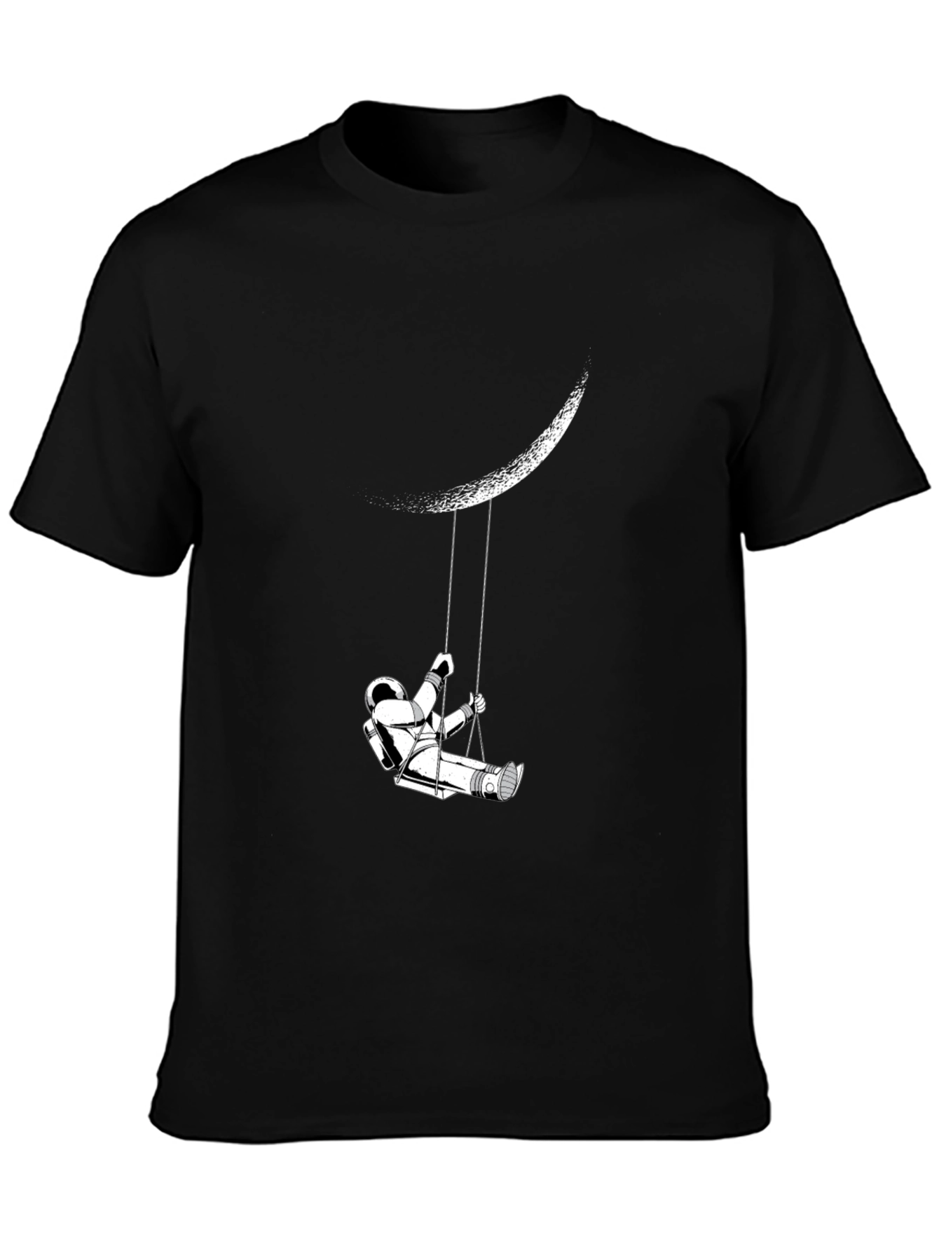 Astronaut Moon Swing Graphic Tee - Stylish Black T-Shirt