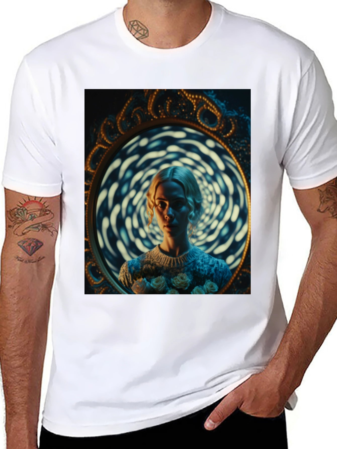 Mirror Portrait T-Shirt - Unique Artistic Design