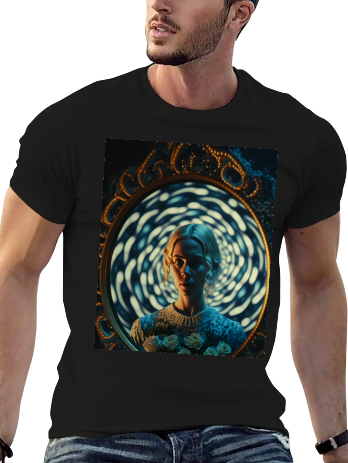 Mirror Portrait T-Shirt - Unique Artistic Design