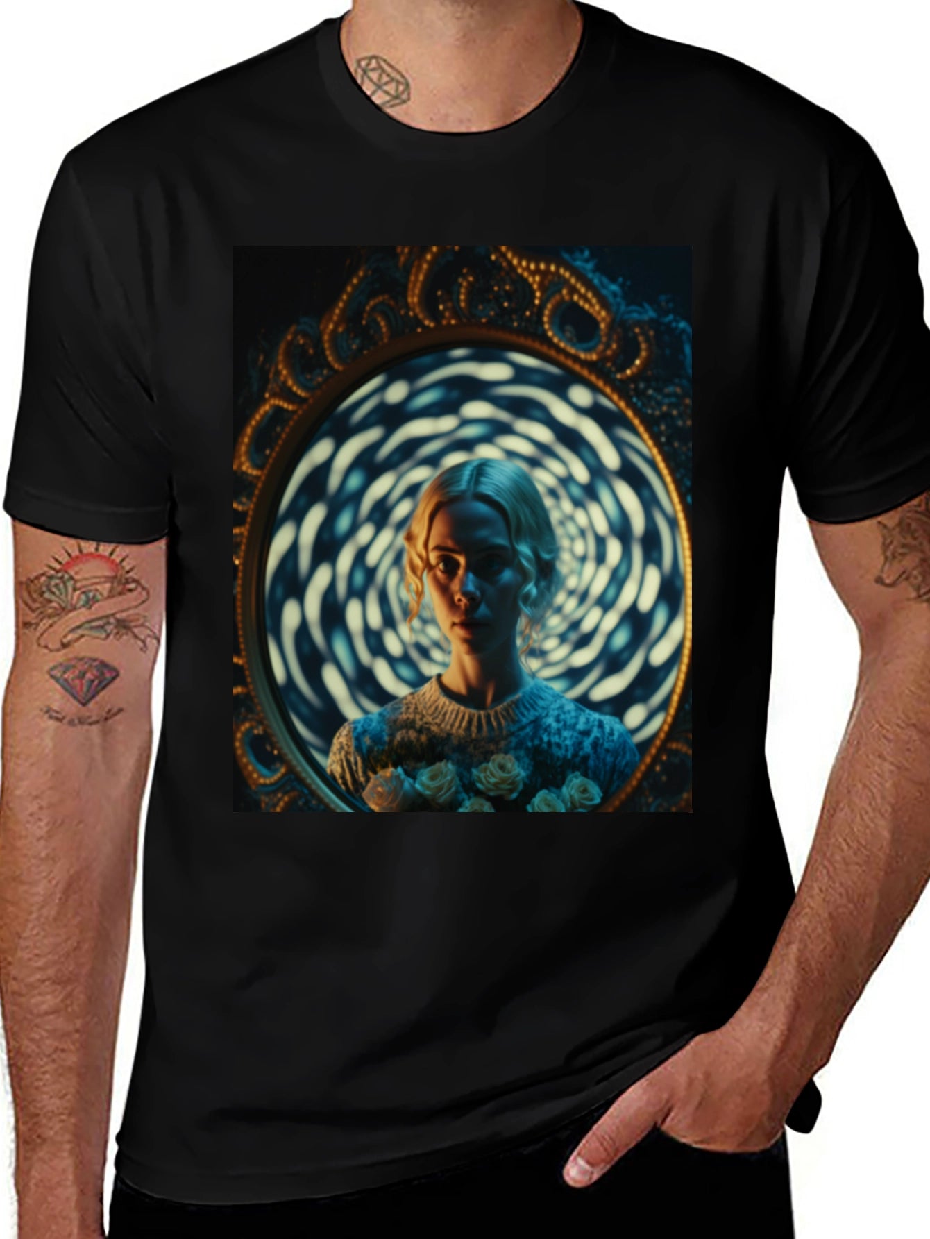 Mirror Portrait T-Shirt - Unique Artistic Design