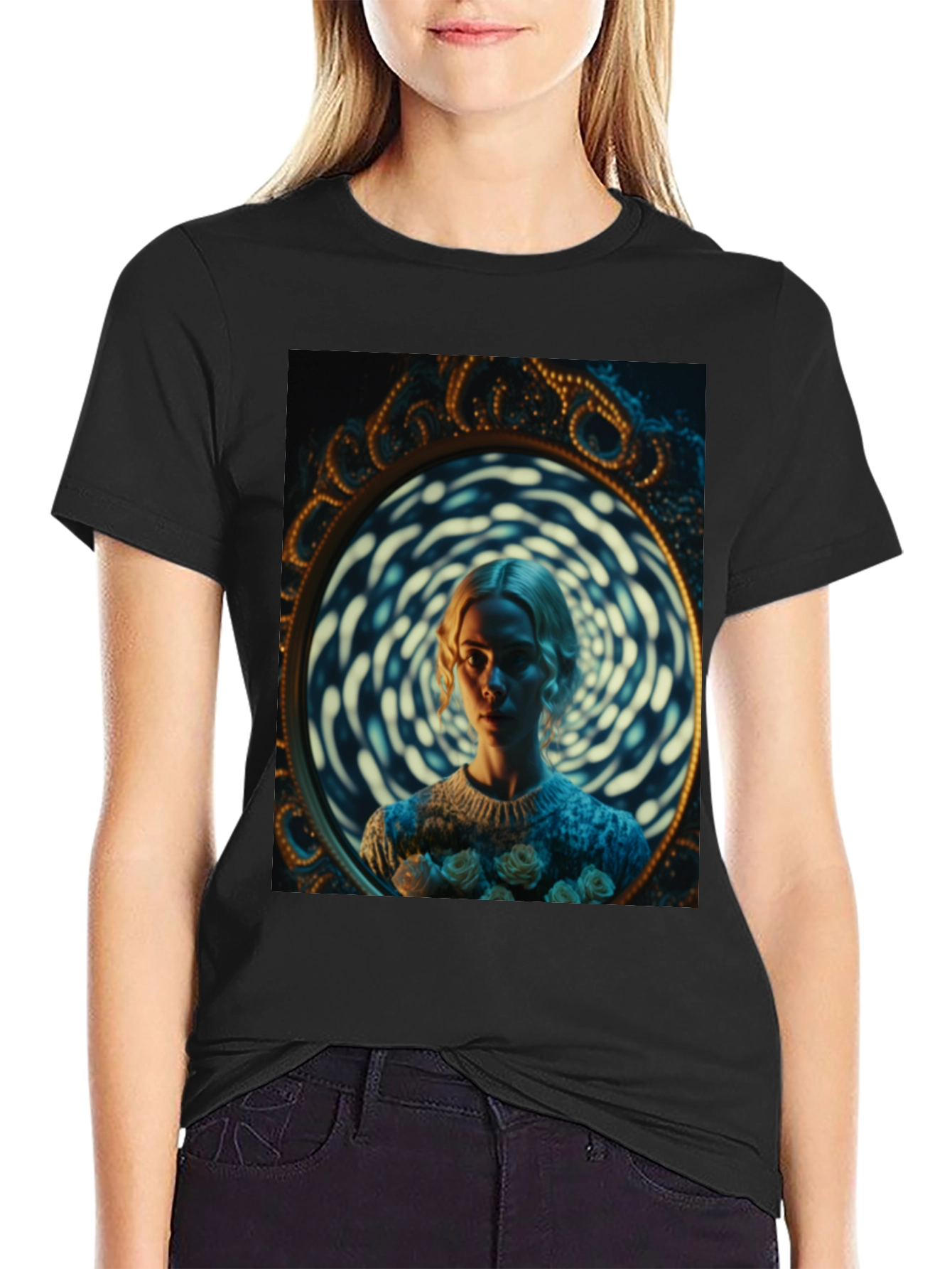 Mirror Portrait T-Shirt - Unique Artistic Design