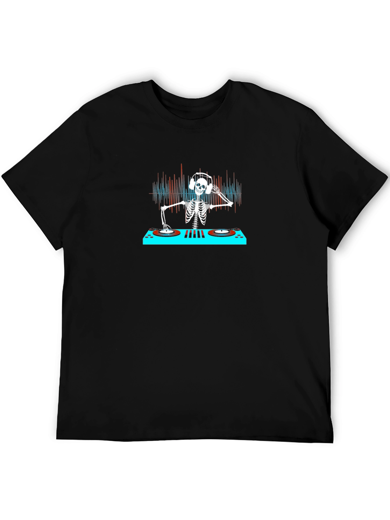 DJ Skeleton Graphic Tee - Black Cotton T-Shirt