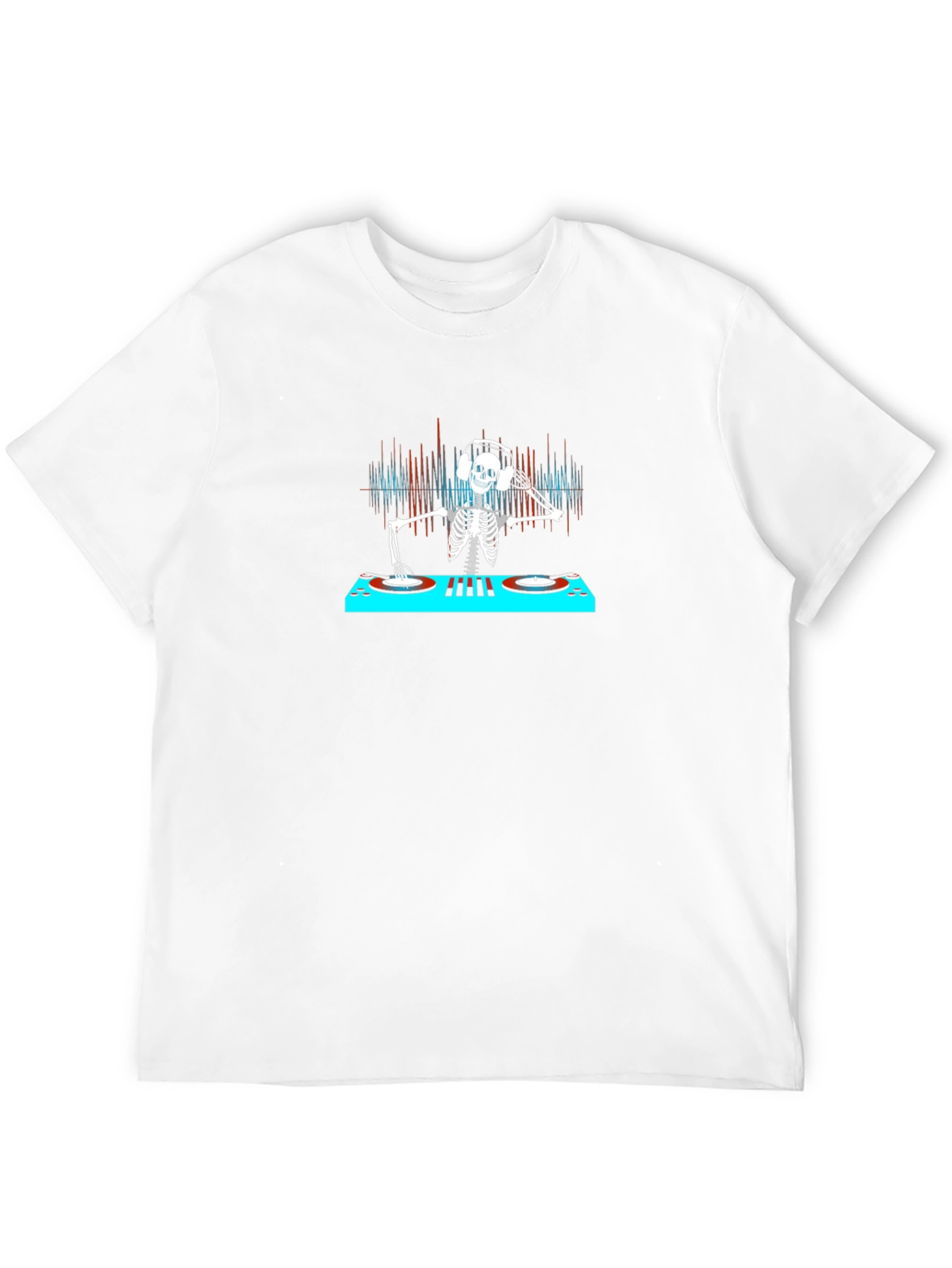 DJ Skeleton Graphic Tee - Black Cotton T-Shirt