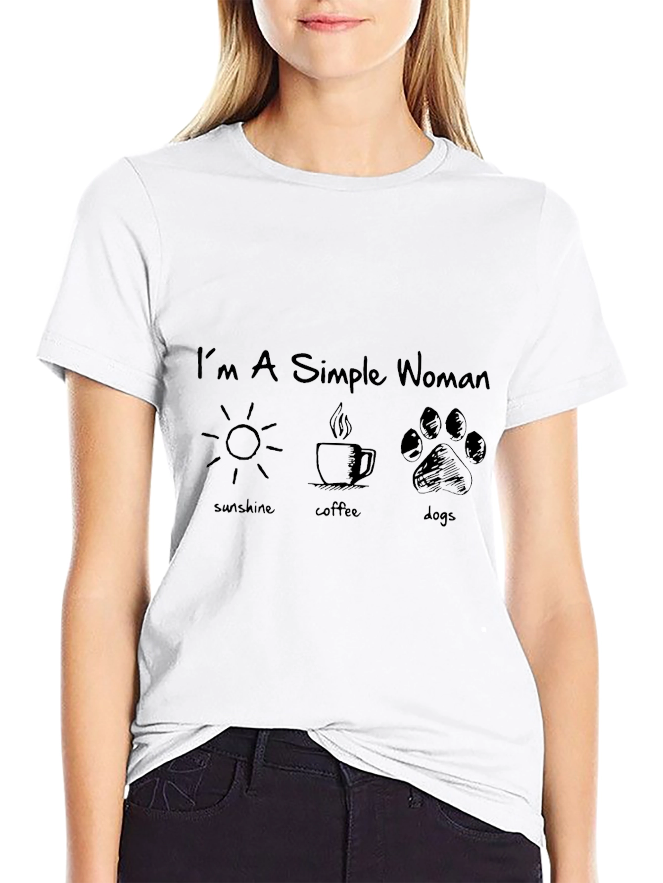Simple Woman Sunshine Coffee Dogs Graphic Tee