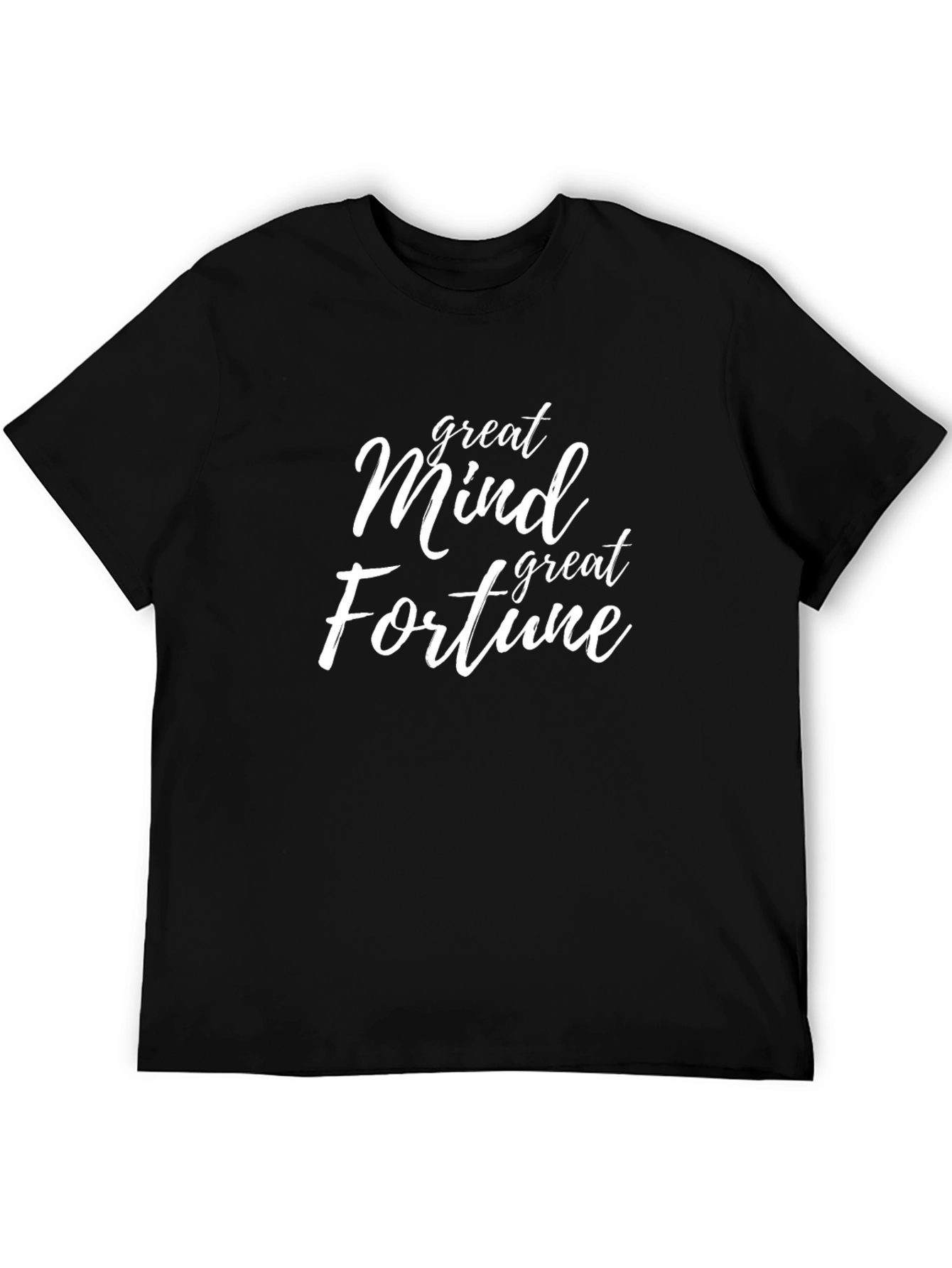 Great Mind Great Fortune Black Graphic T-Shirt