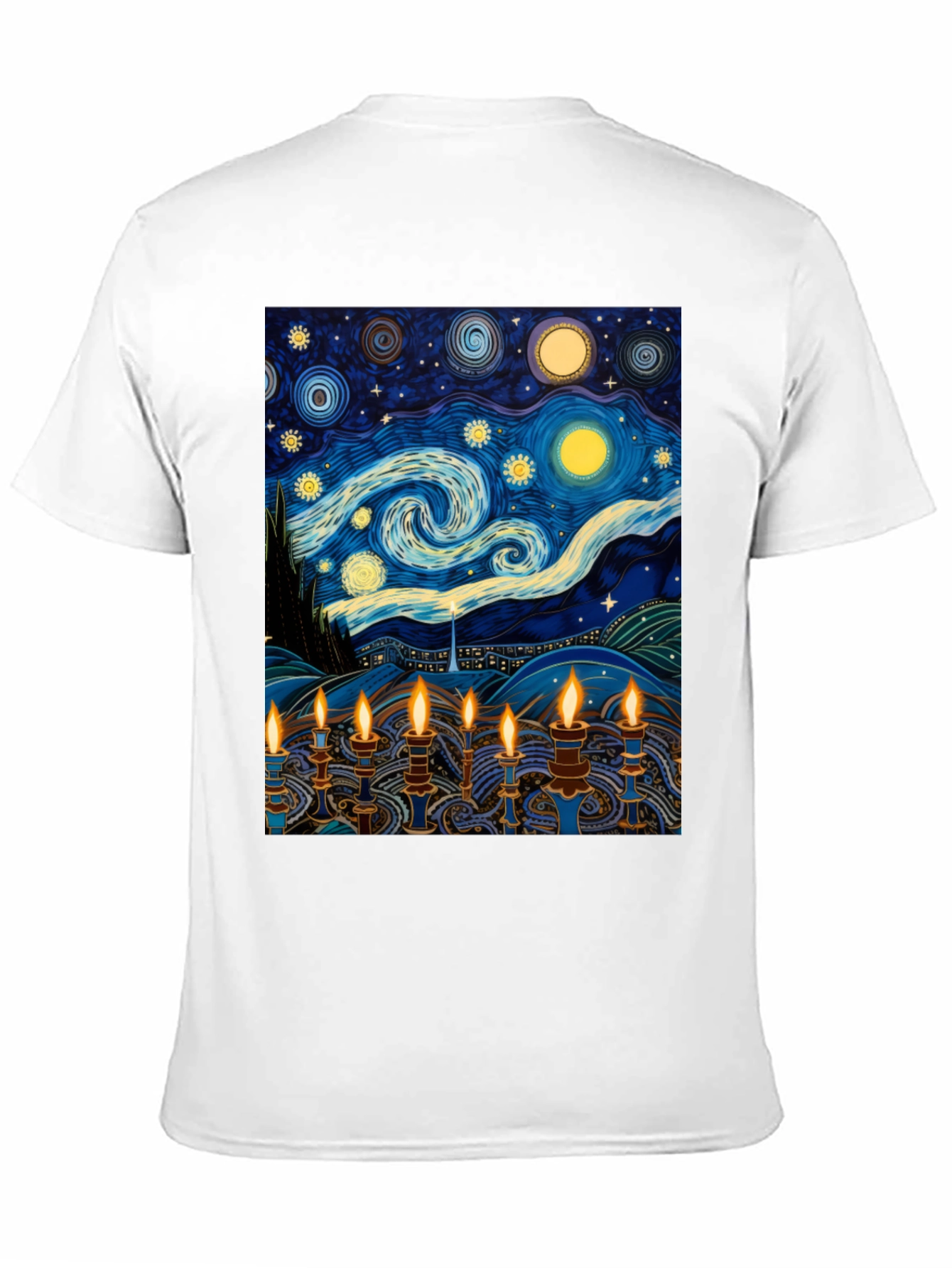 Starry Night Menorah Graphic Tee