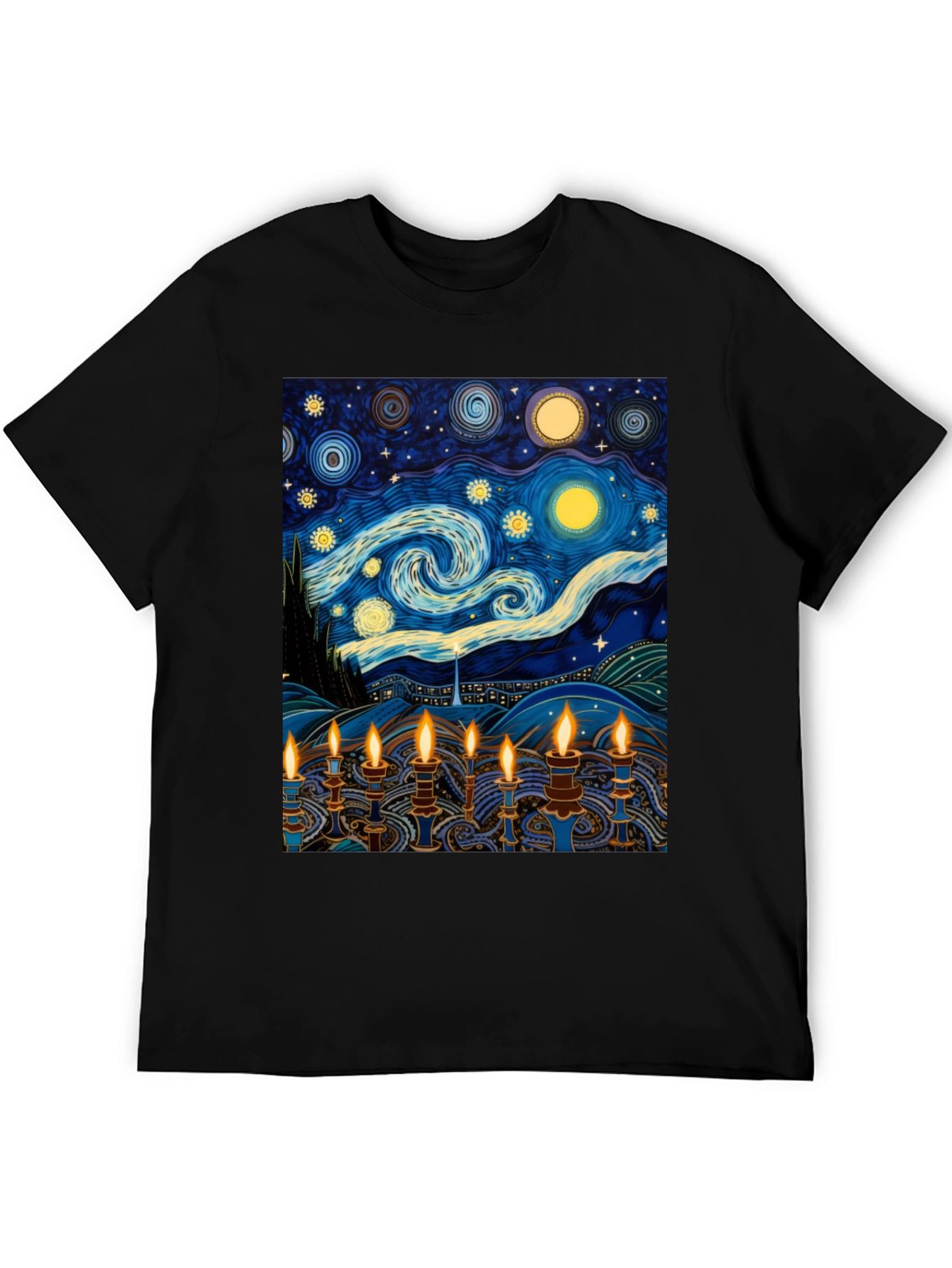 Starry Night Menorah Graphic Tee