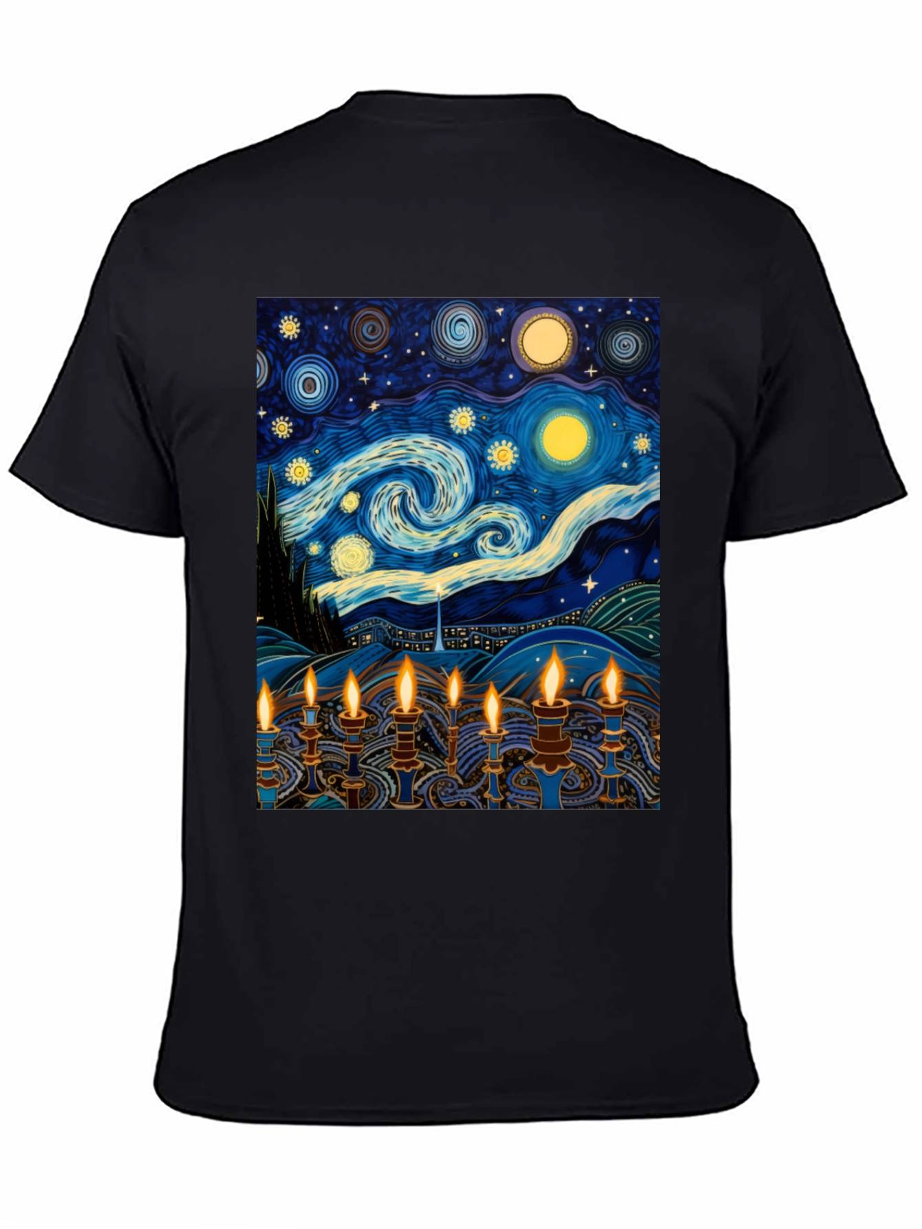 Starry Night Menorah Graphic Tee