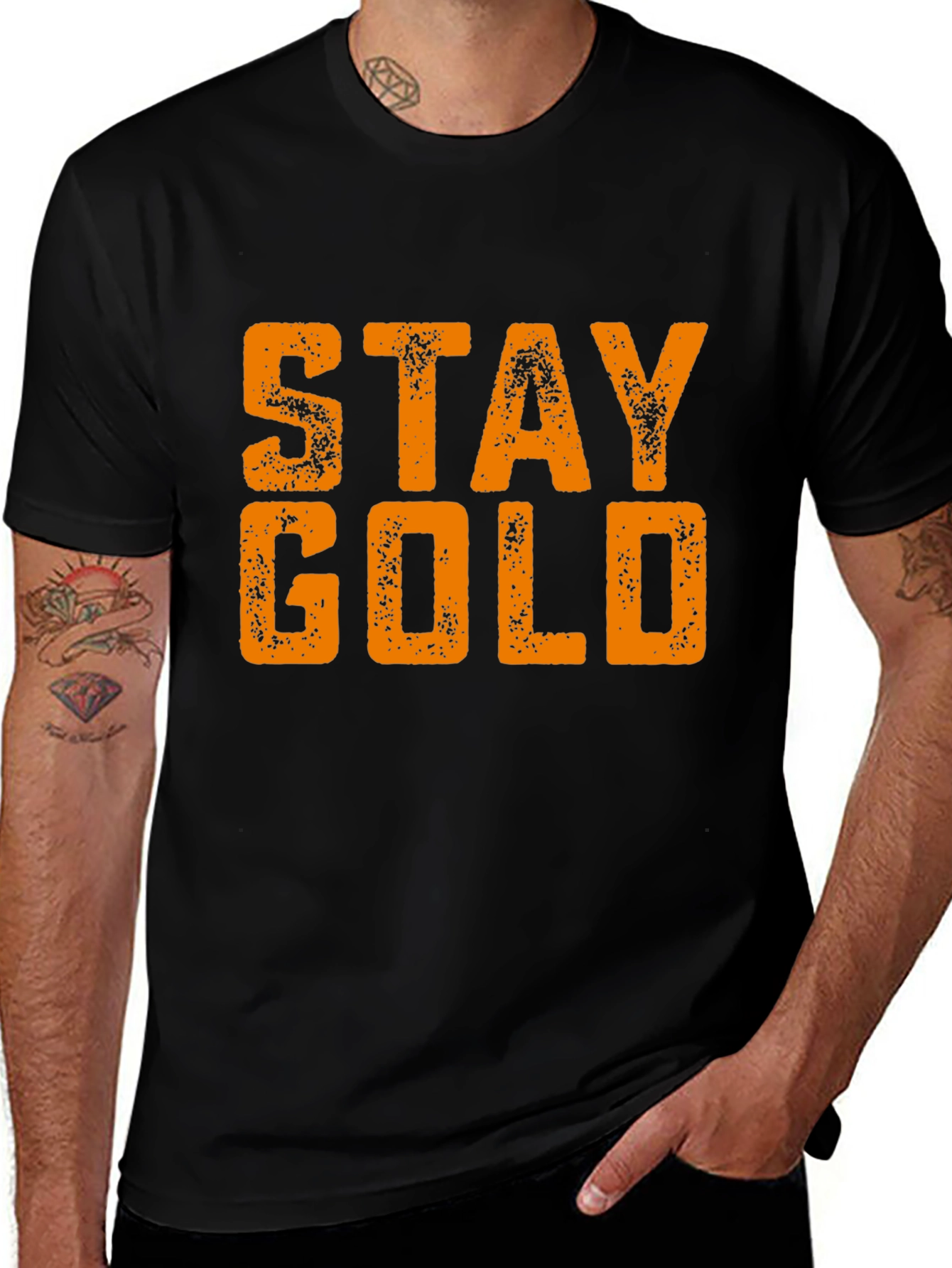 Stay Gold Graphic Print Black T-Shirt