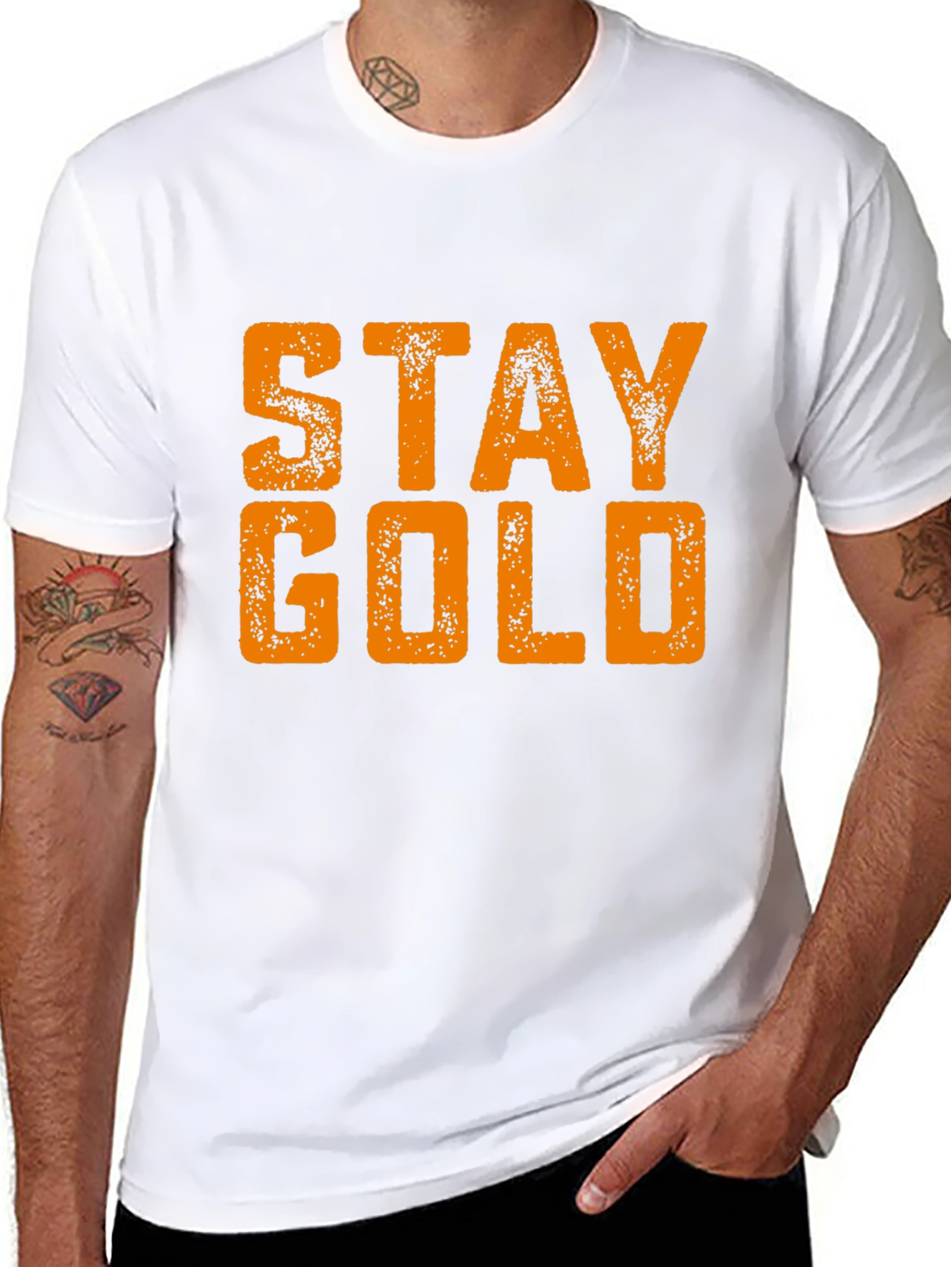 Stay Gold Graphic Print Black T-Shirt