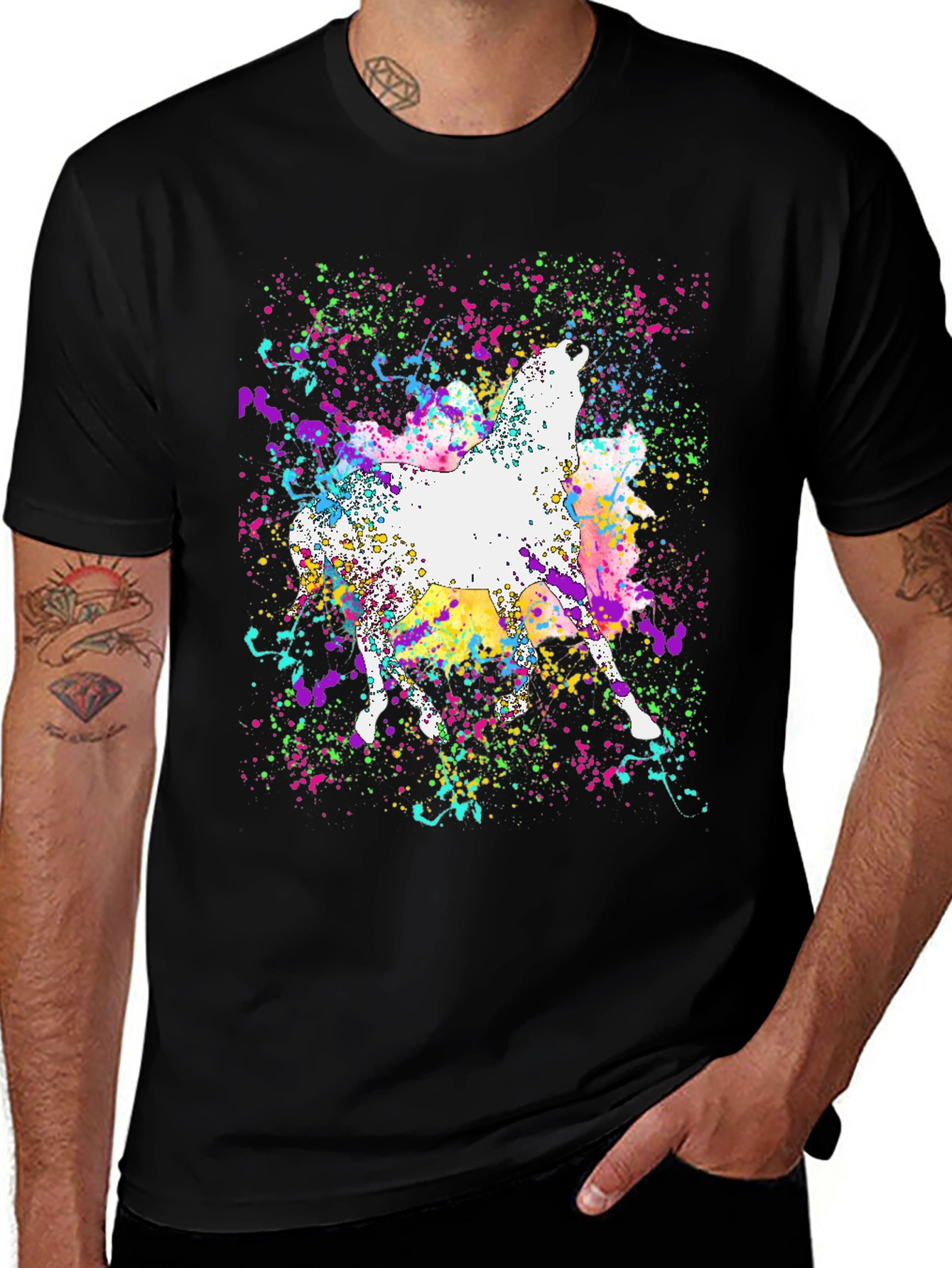 Abstract Horse Paint Splatter Graphic Tee