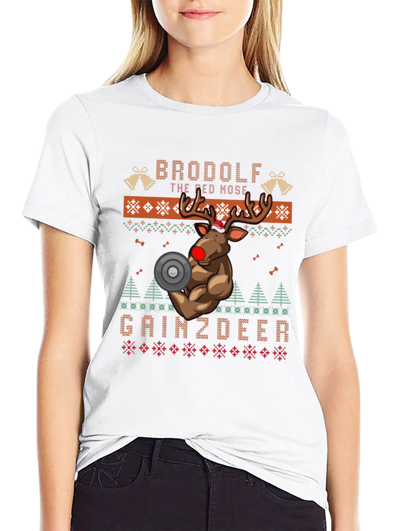 Brodolf the Red Nosed Gainzdeer Ugly Christmas Sweater T-Shirt