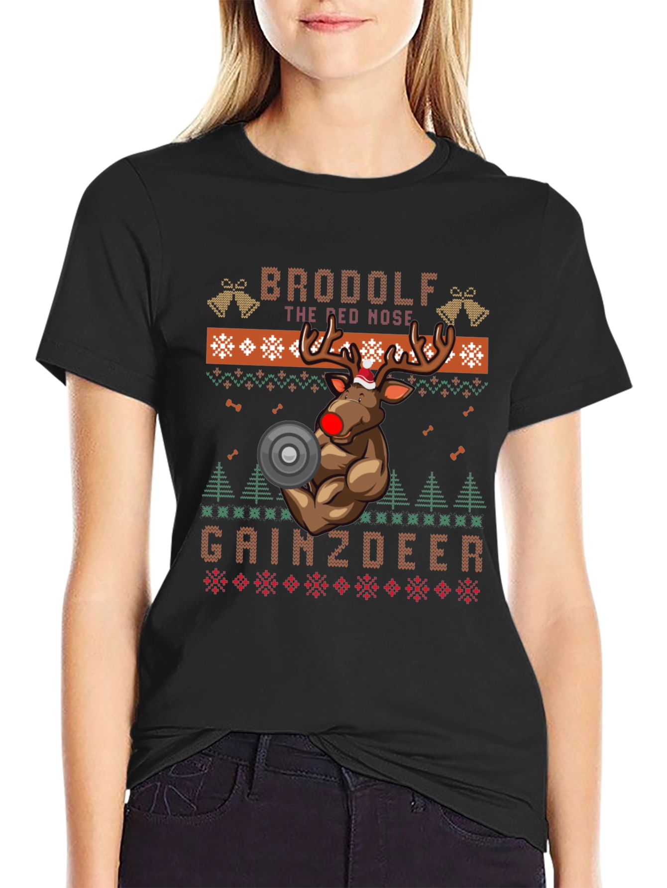 Brodolf the Red Nosed Gainzdeer Ugly Christmas Sweater T-Shirt