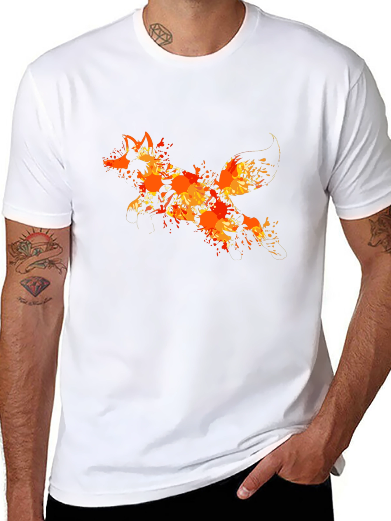 Fiery Fox Graphic Tee - Black Cotton Blend