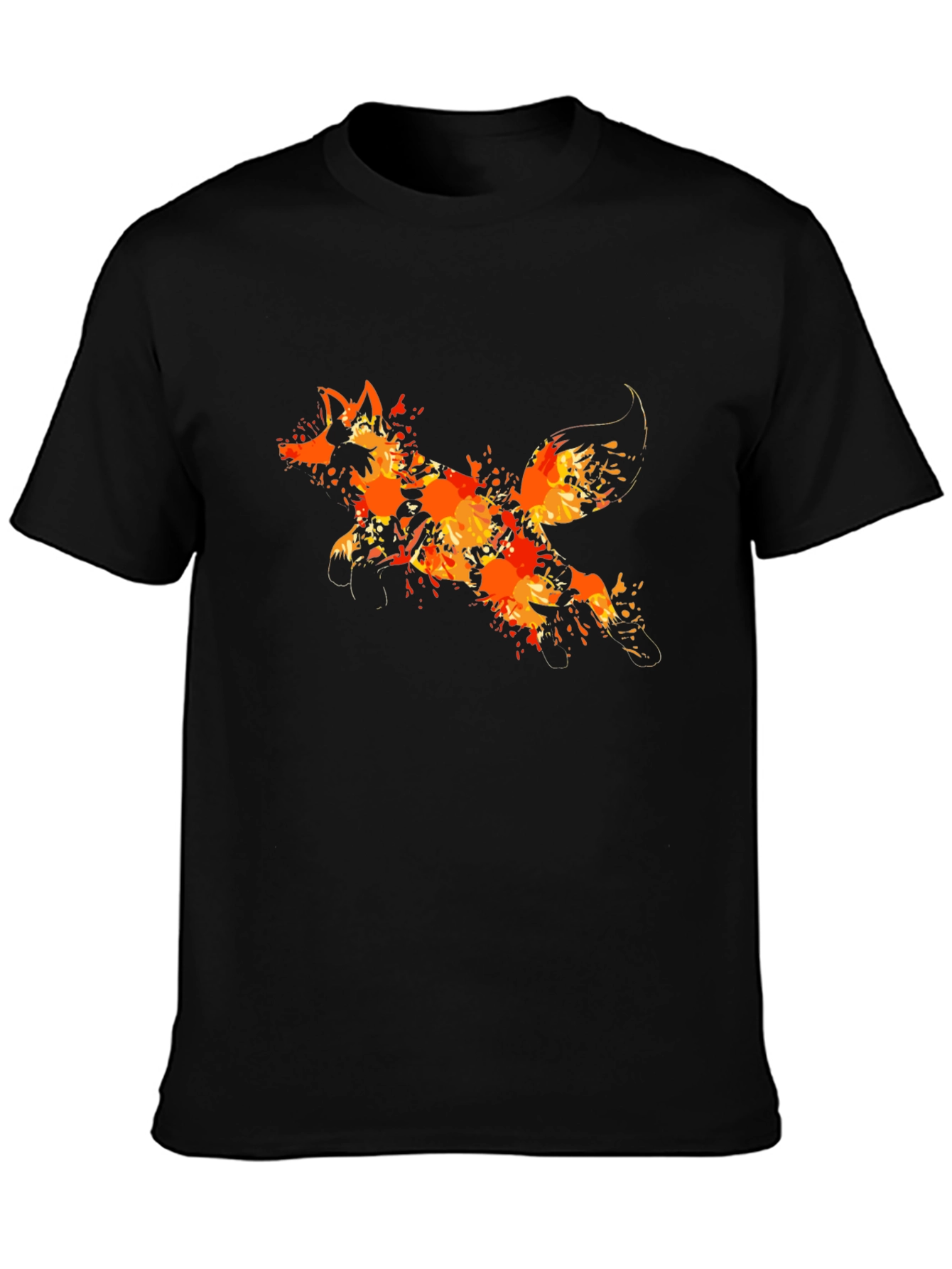 Fiery Fox Graphic Tee - Black Cotton Blend