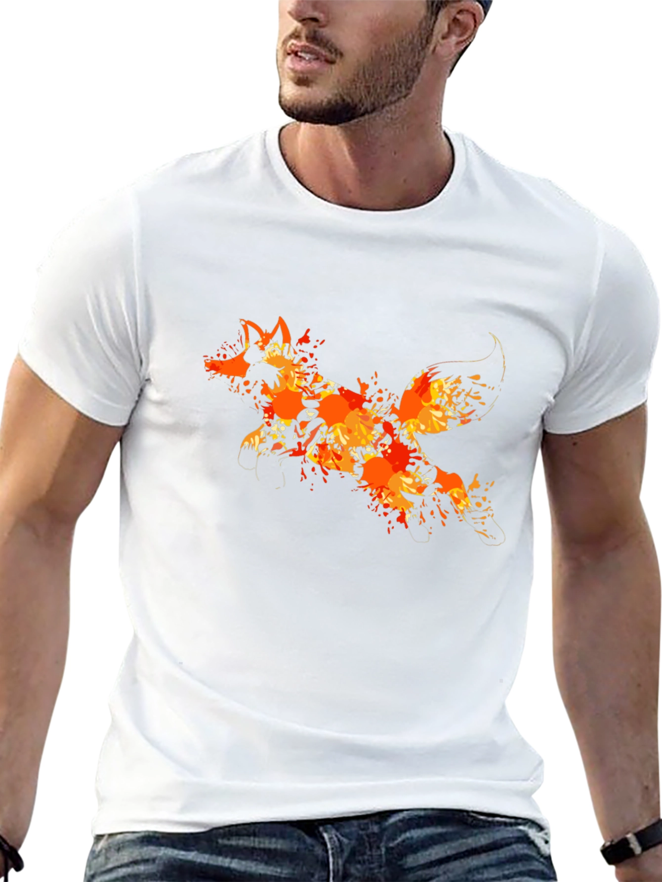 Fiery Fox Graphic Tee - Black Cotton Blend