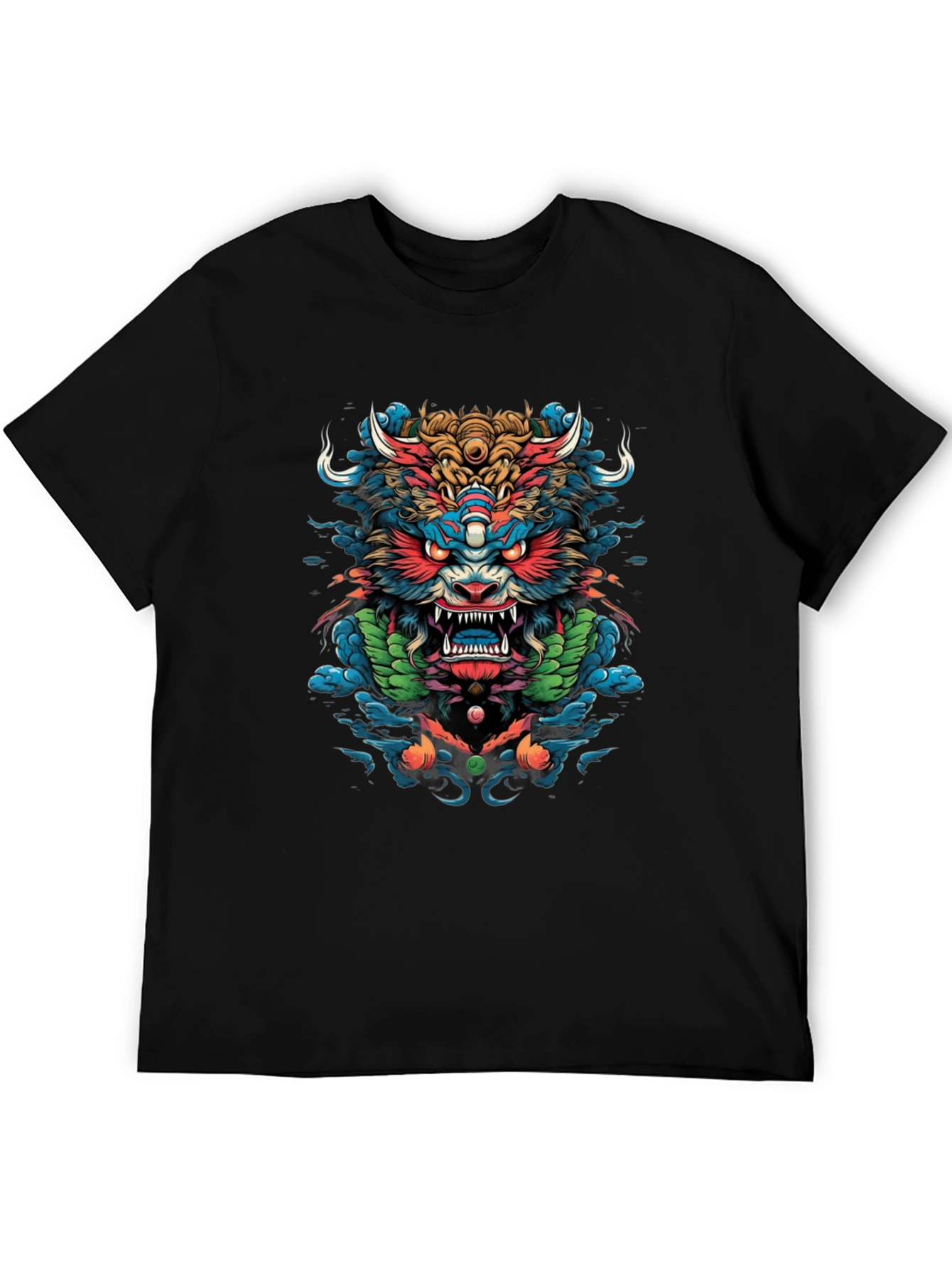 Japanese Oni Demon Graphic Black T-Shirt