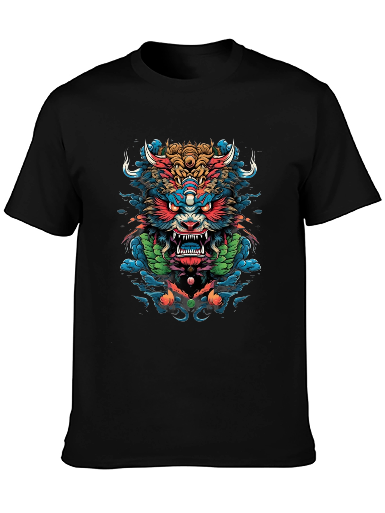 Japanese Oni Demon Graphic Black T-Shirt