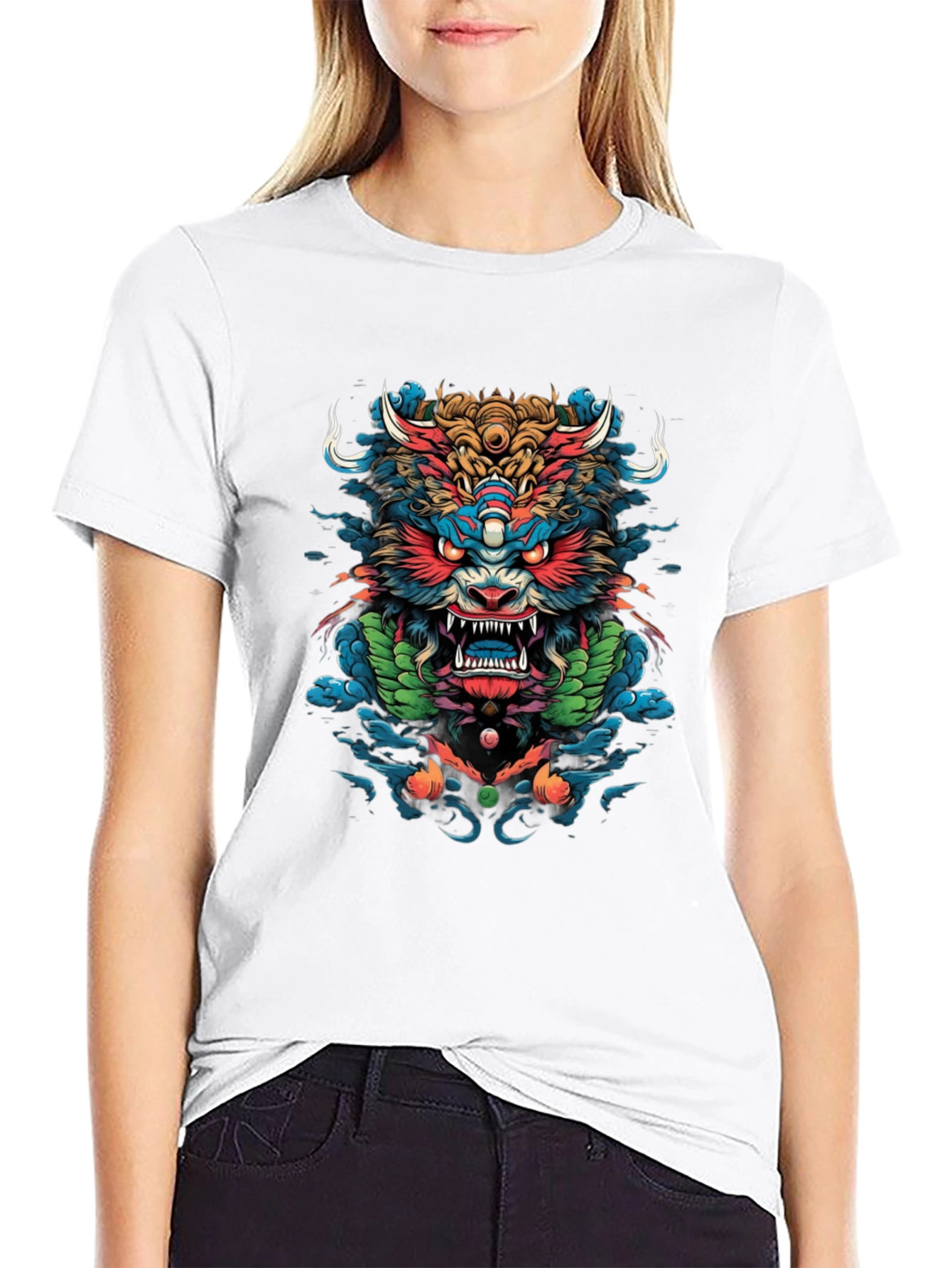 Japanese Oni Demon Graphic Black T-Shirt