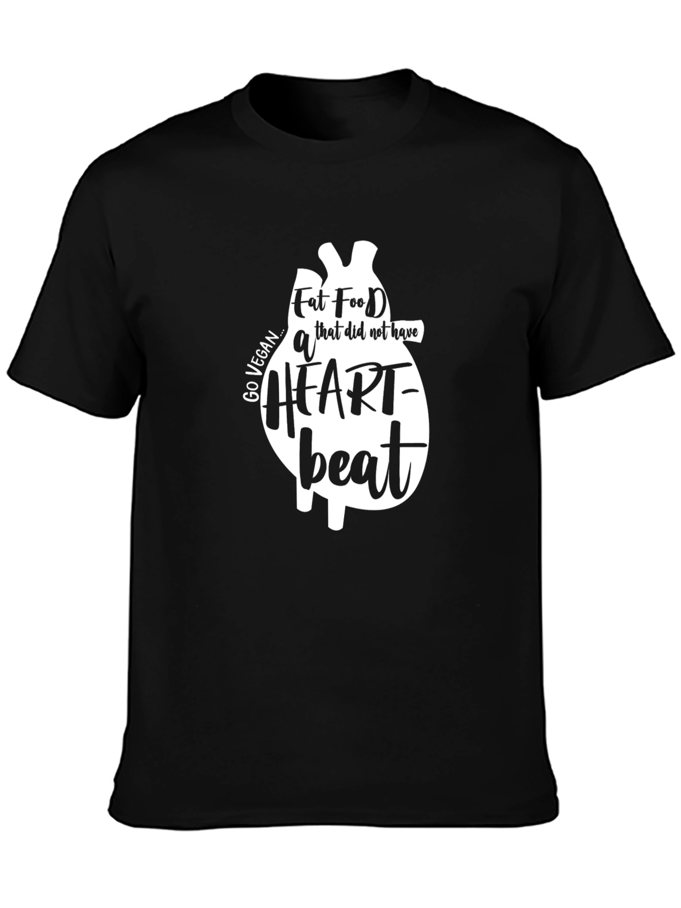 Vegan Heartbeat T-Shirt - Black Cotton Tee