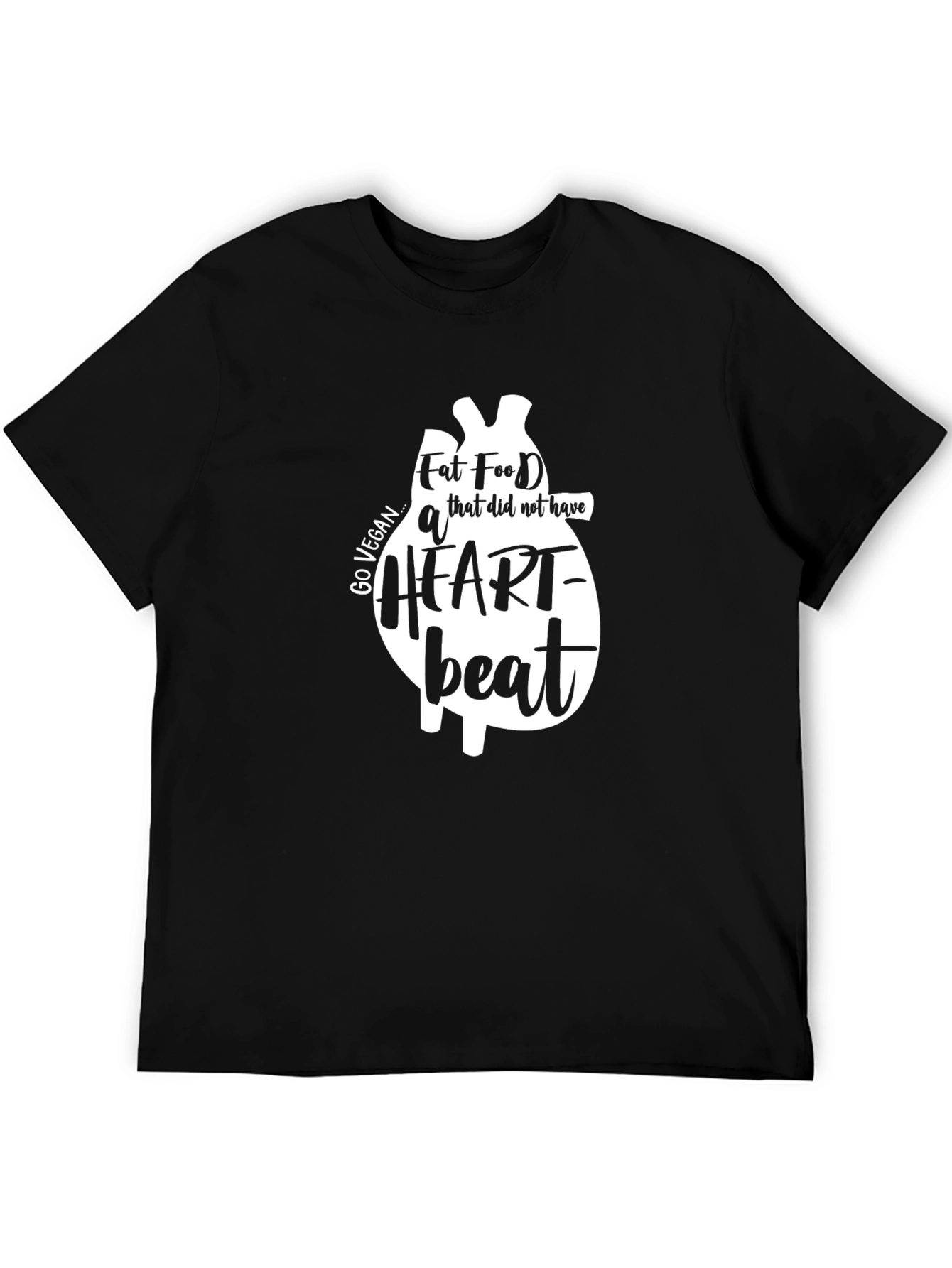 Vegan Heartbeat T-Shirt - Black Cotton Tee