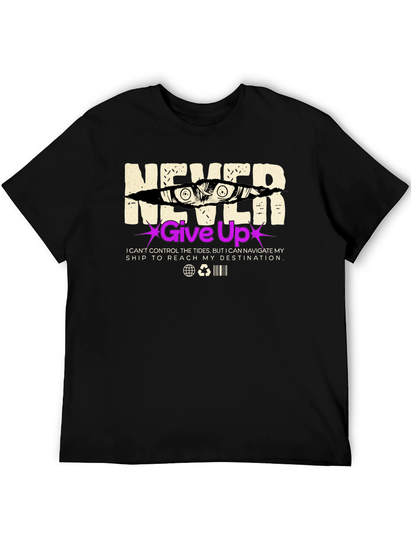 Never Give Up Graphic Print T-Shirt