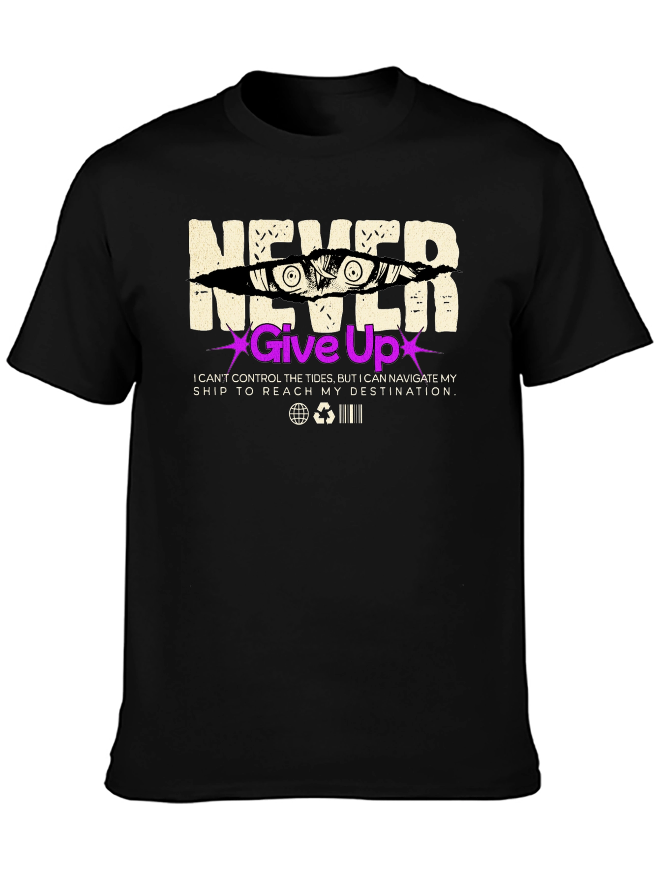 Never Give Up Graphic Print T-Shirt
