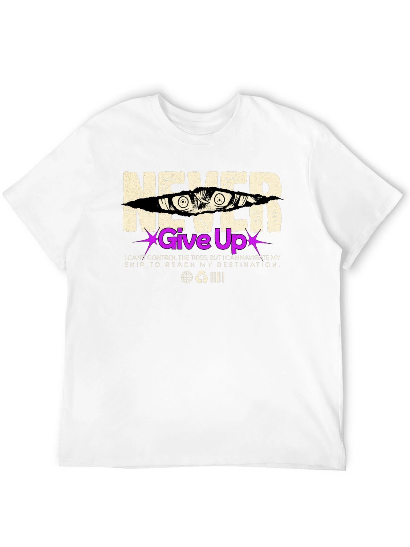 Never Give Up Graphic Print T-Shirt