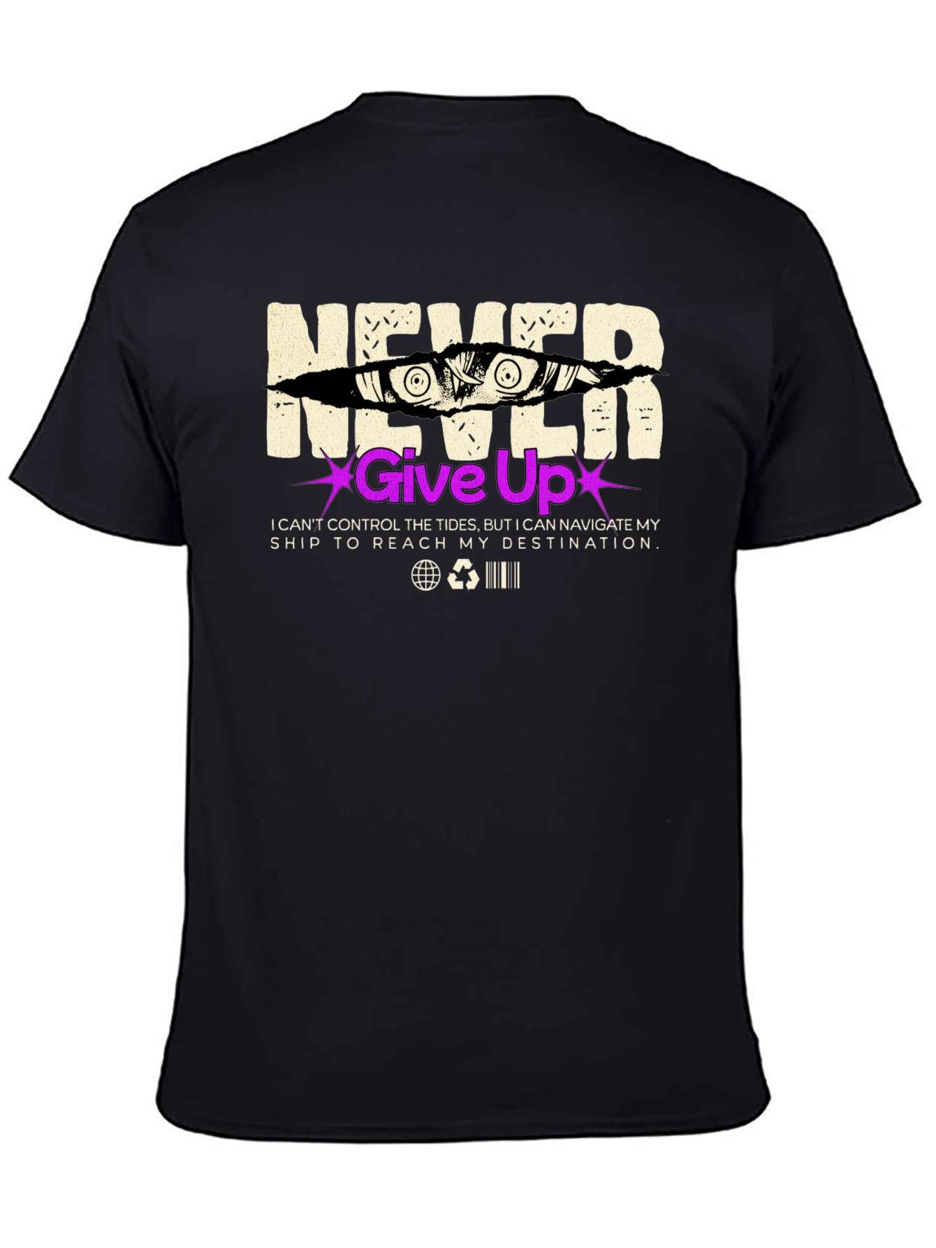 Never Give Up Graphic Print T-Shirt