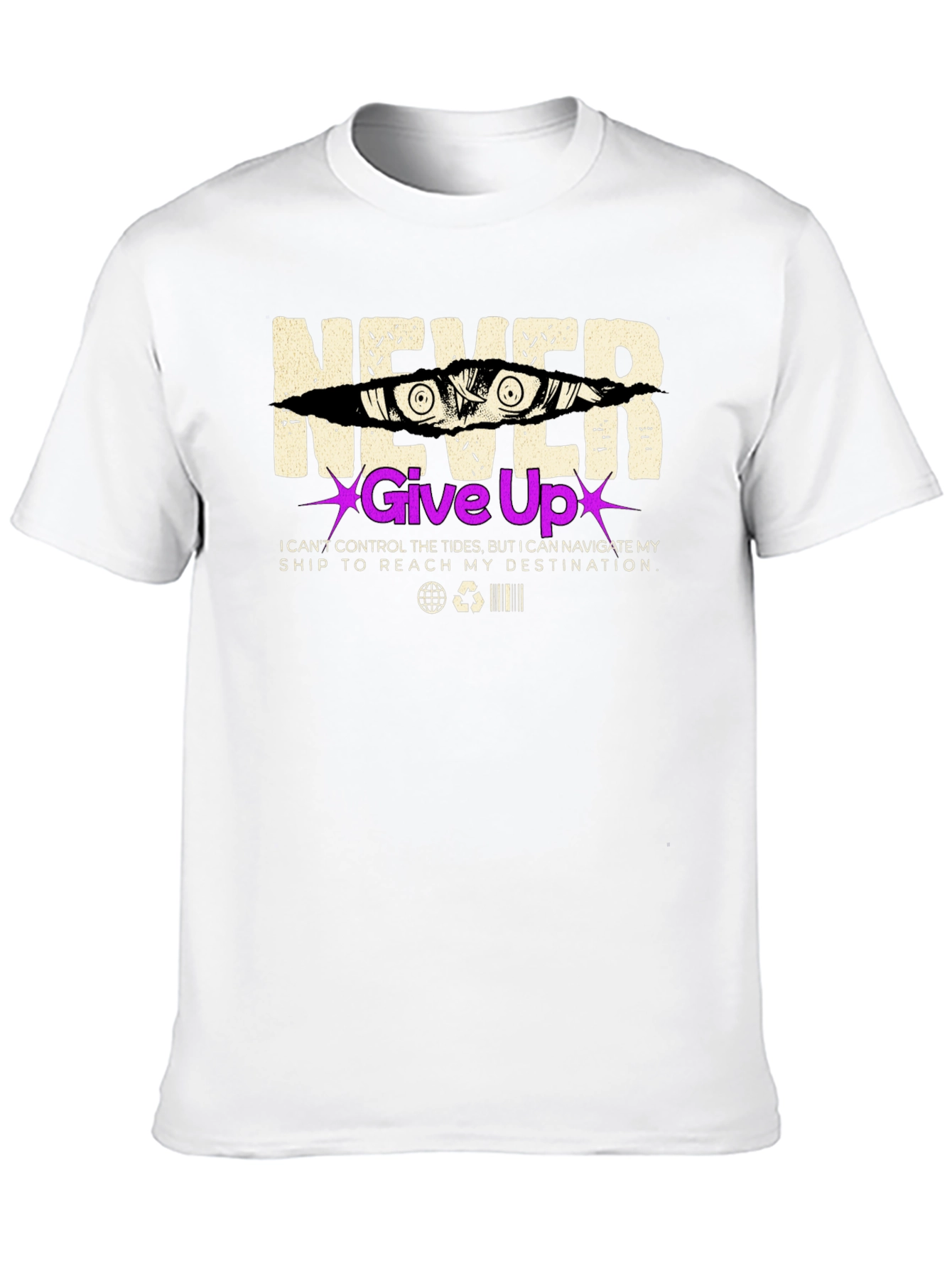 Never Give Up Graphic Print T-Shirt