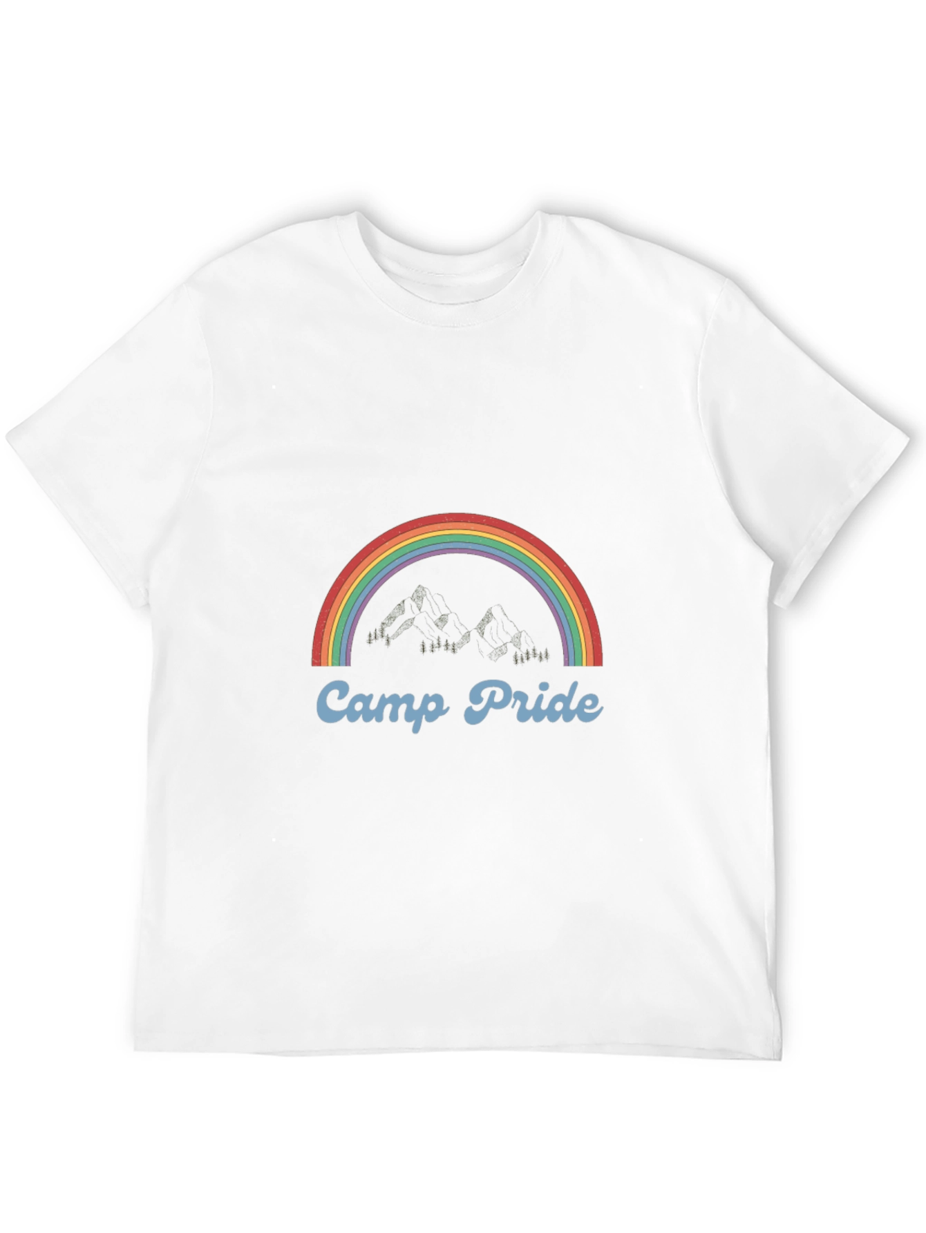 Camp Pride Rainbow Graphic Tee - Black Cotton T-Shirt