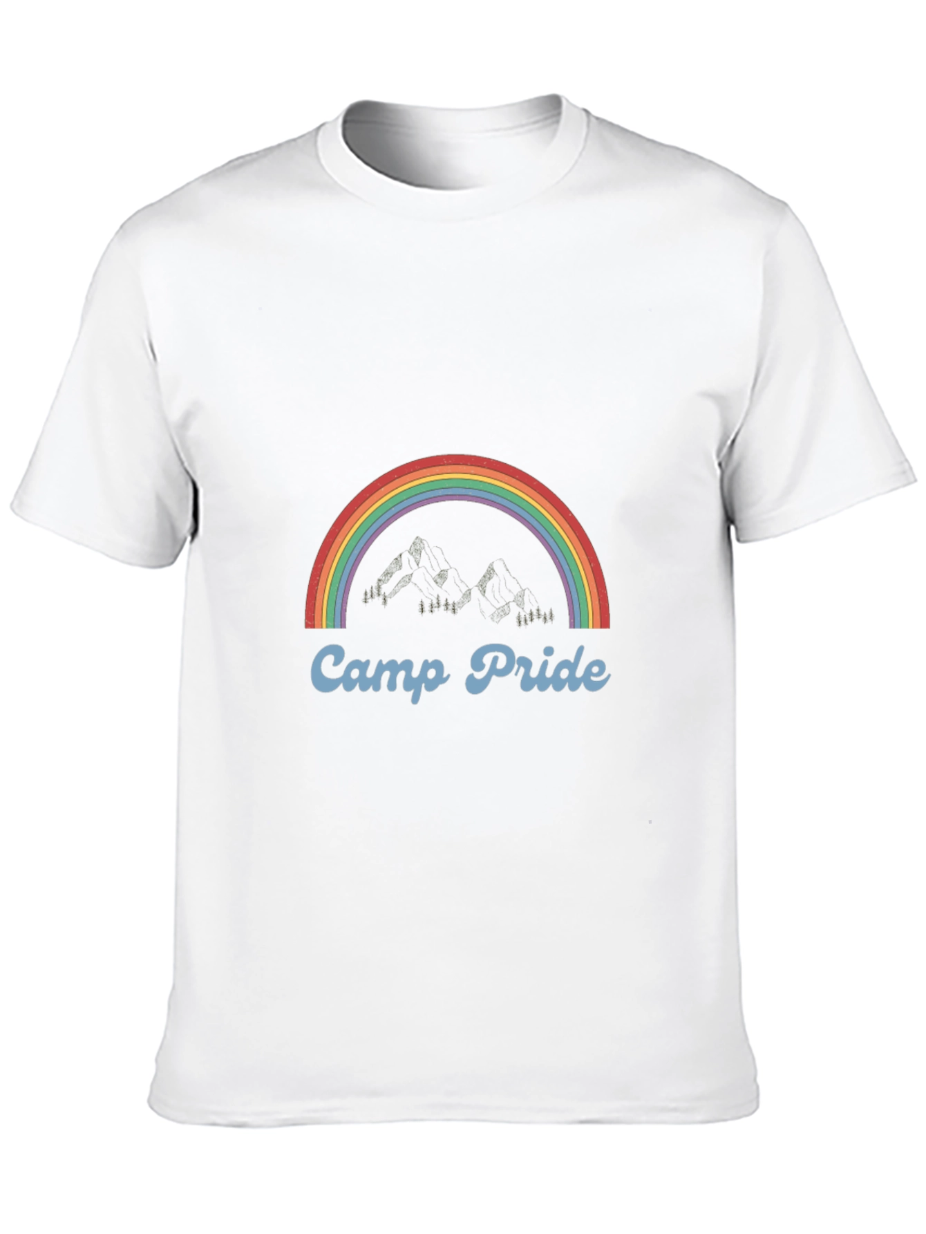 Camp Pride Rainbow Graphic Tee - Black Cotton T-Shirt