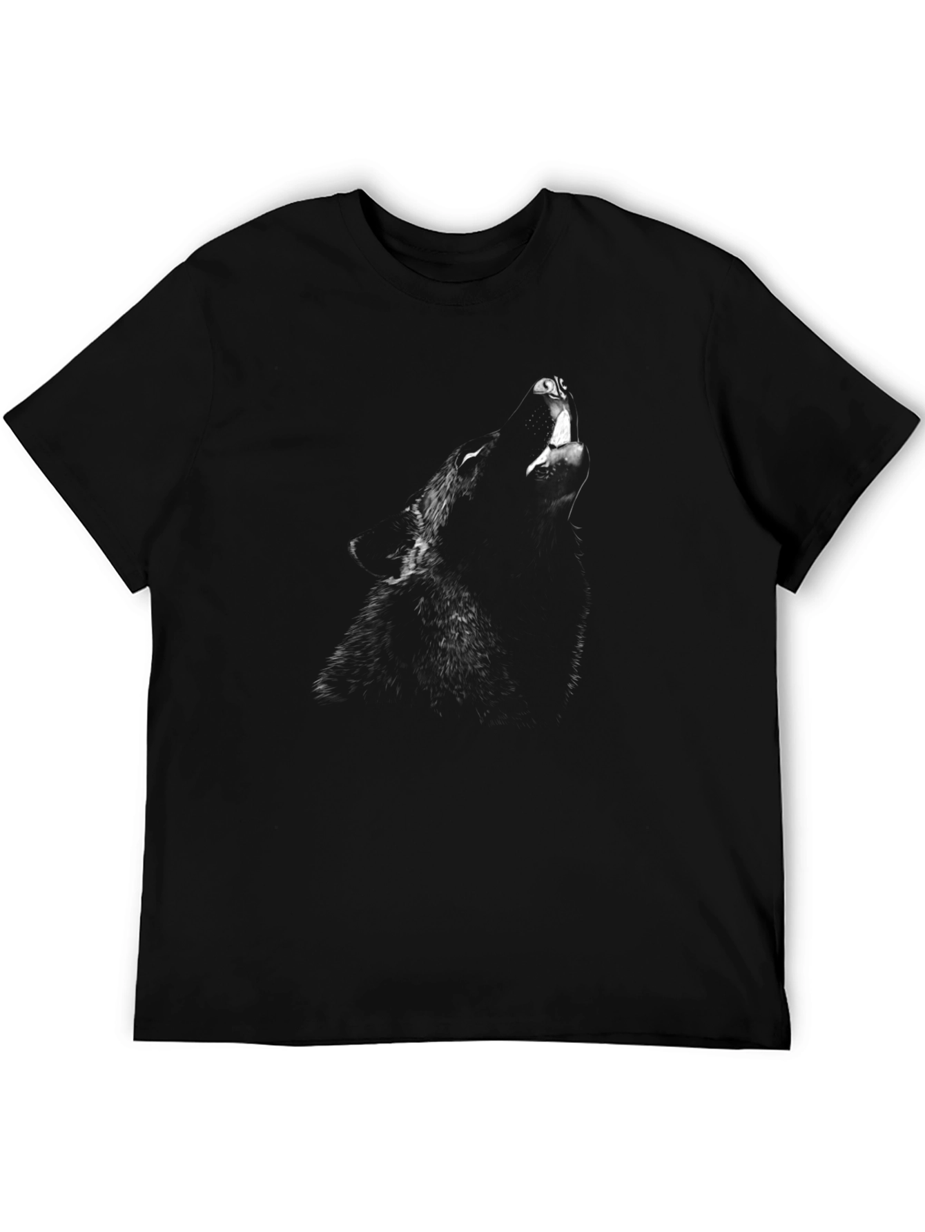 Mens Black Wolf Graphic Print T-Shirt