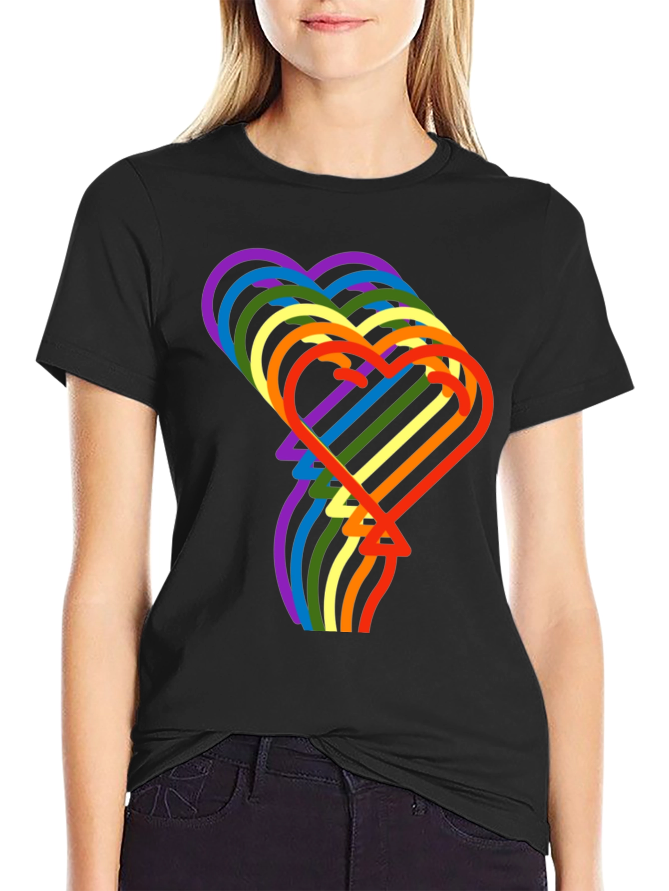 Rainbow Hearts Graphic Tee - Stylish Pride Shirt