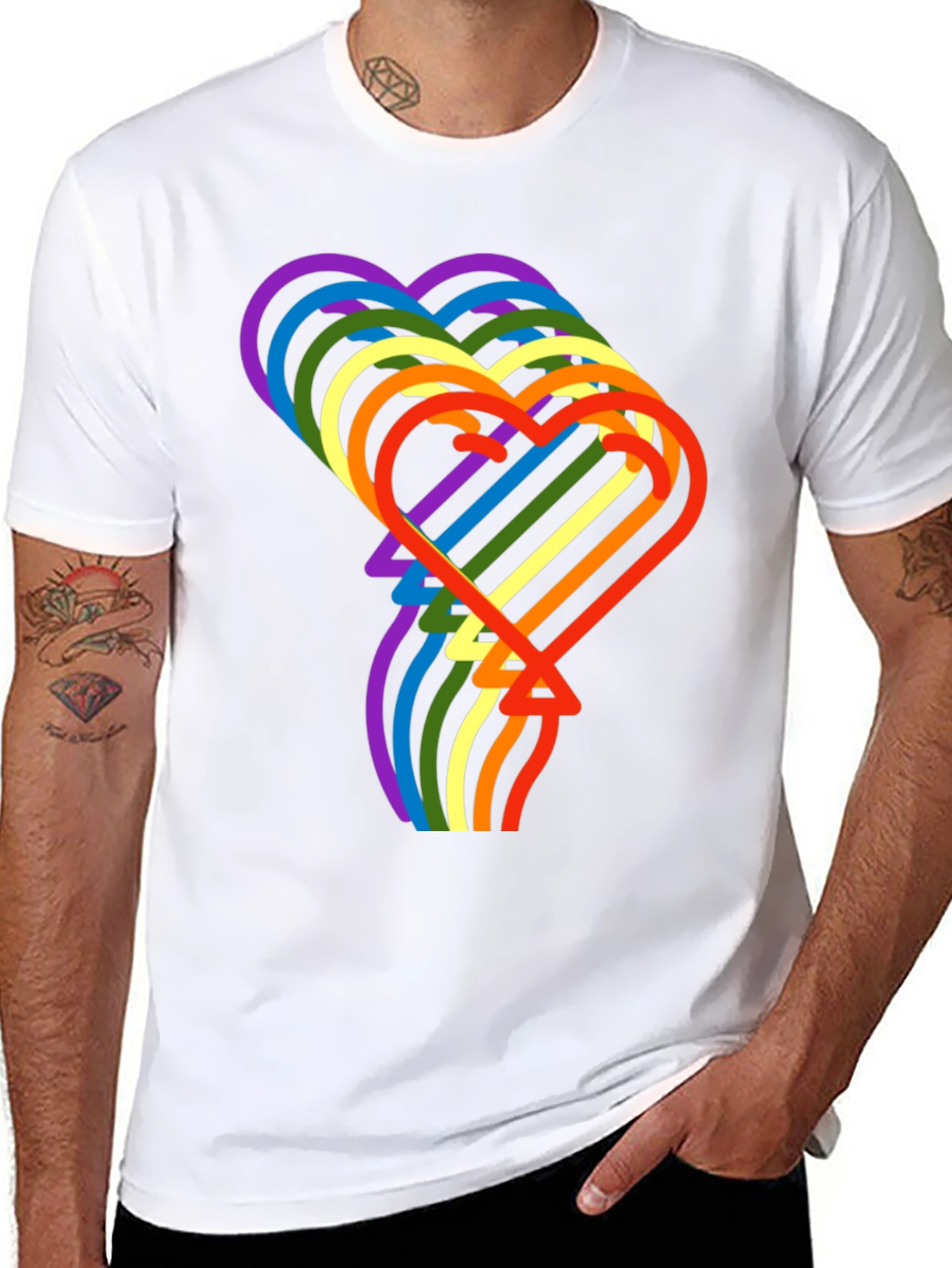 Rainbow Hearts Graphic Tee - Stylish Pride Shirt