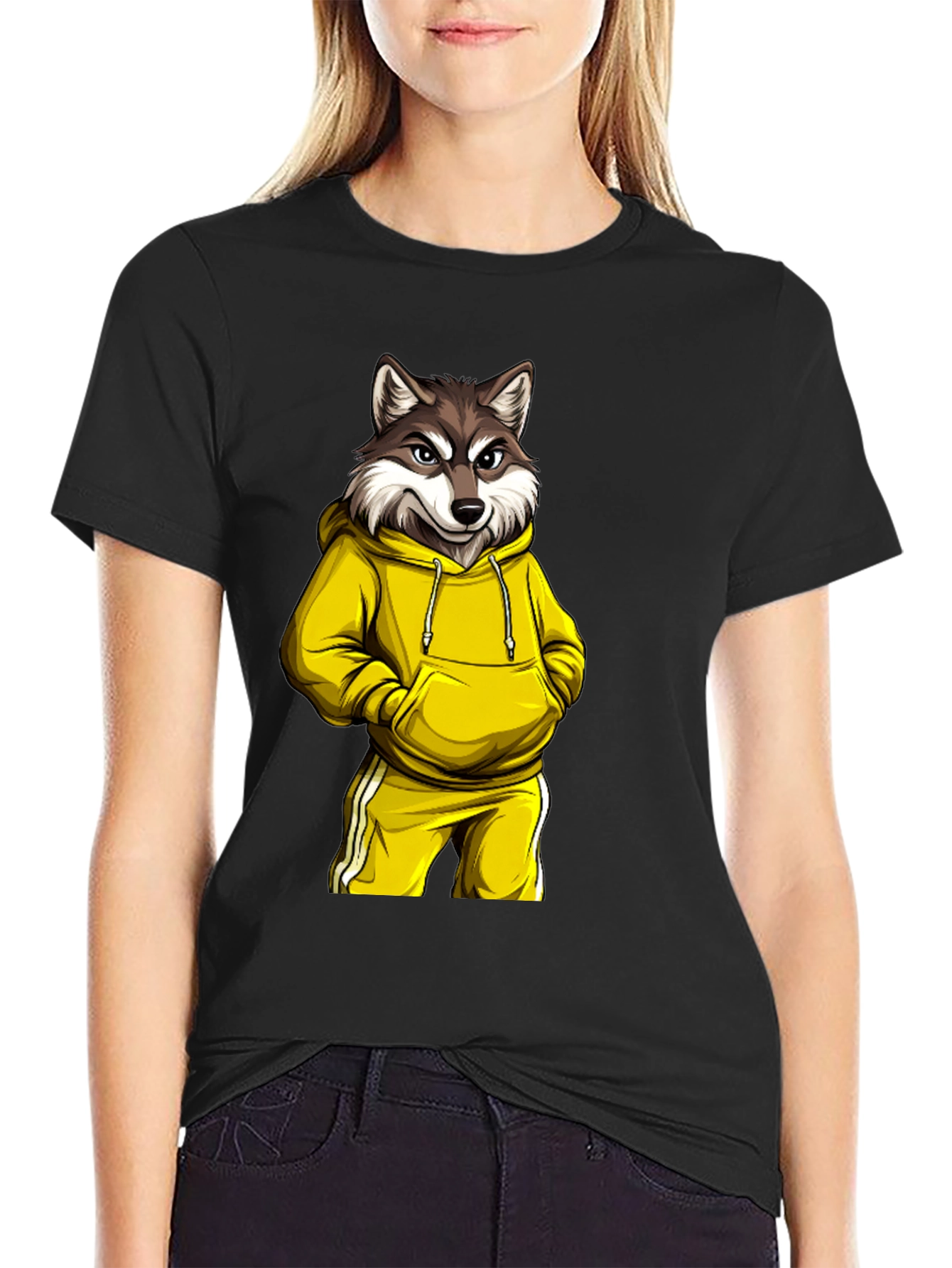 Wolf in Hoodie Graphic Tee