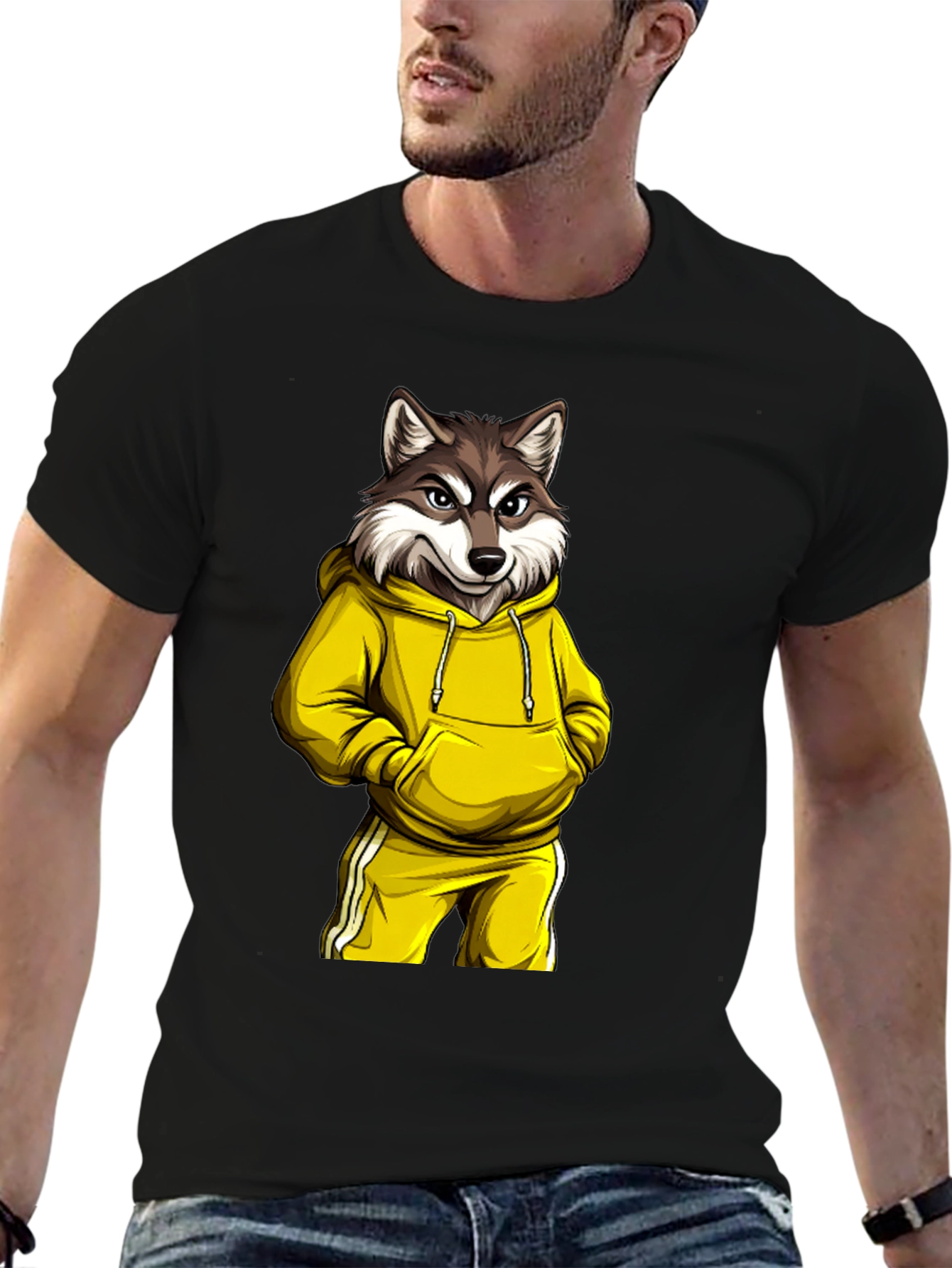 Wolf in Hoodie Graphic Tee