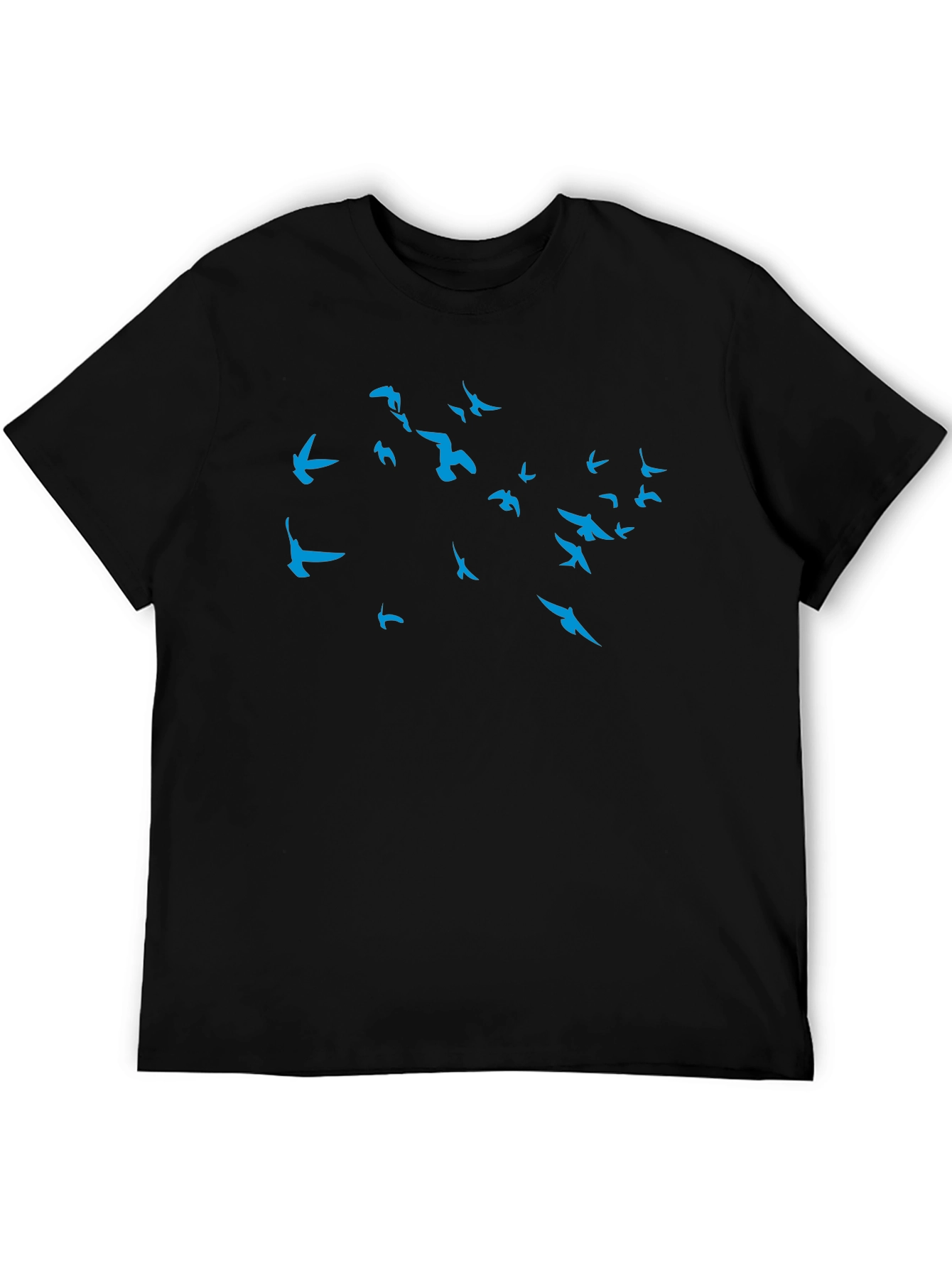 Mens Black T-Shirt with Blue Bird Design