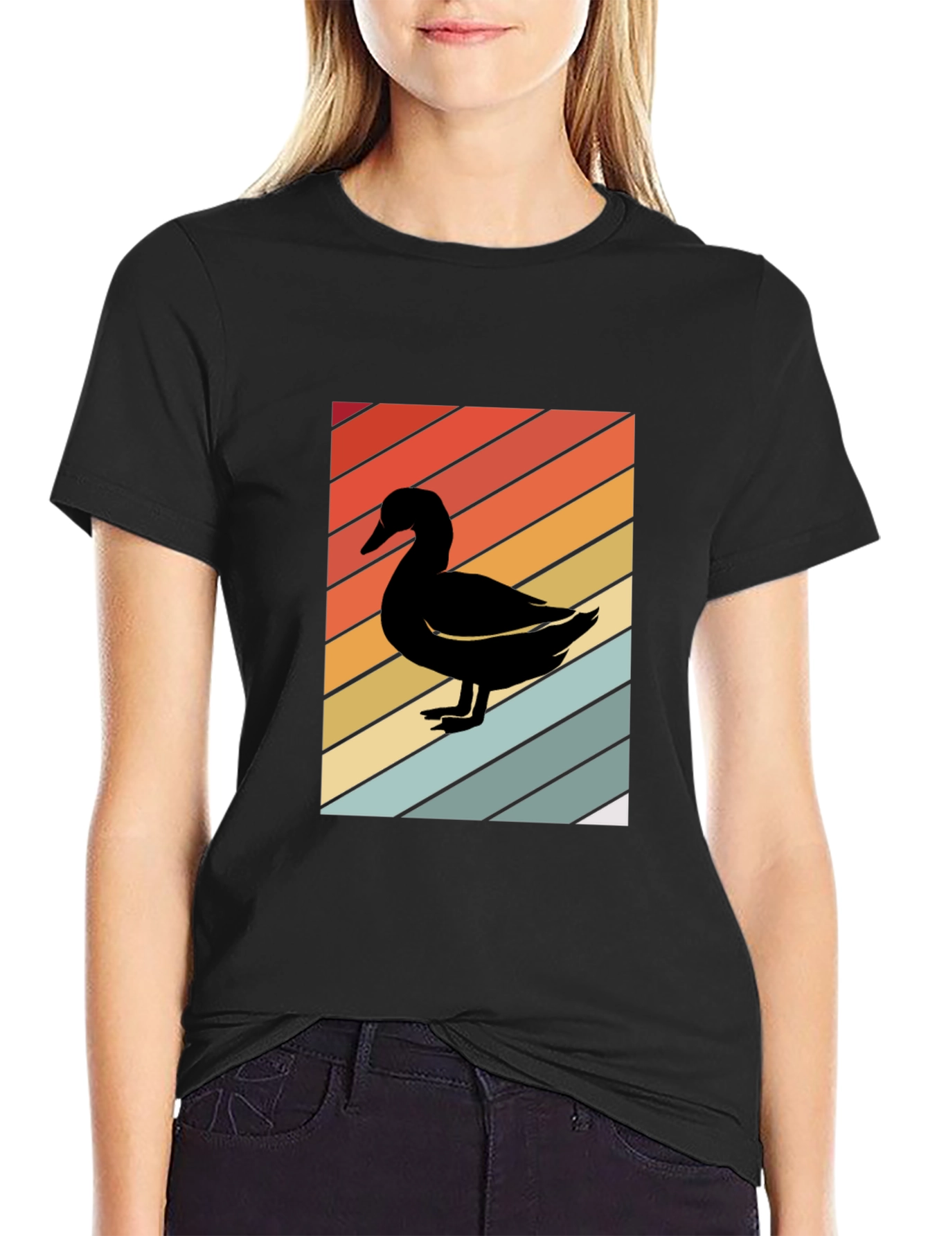 Retro Duck Graphic Black T-Shirt