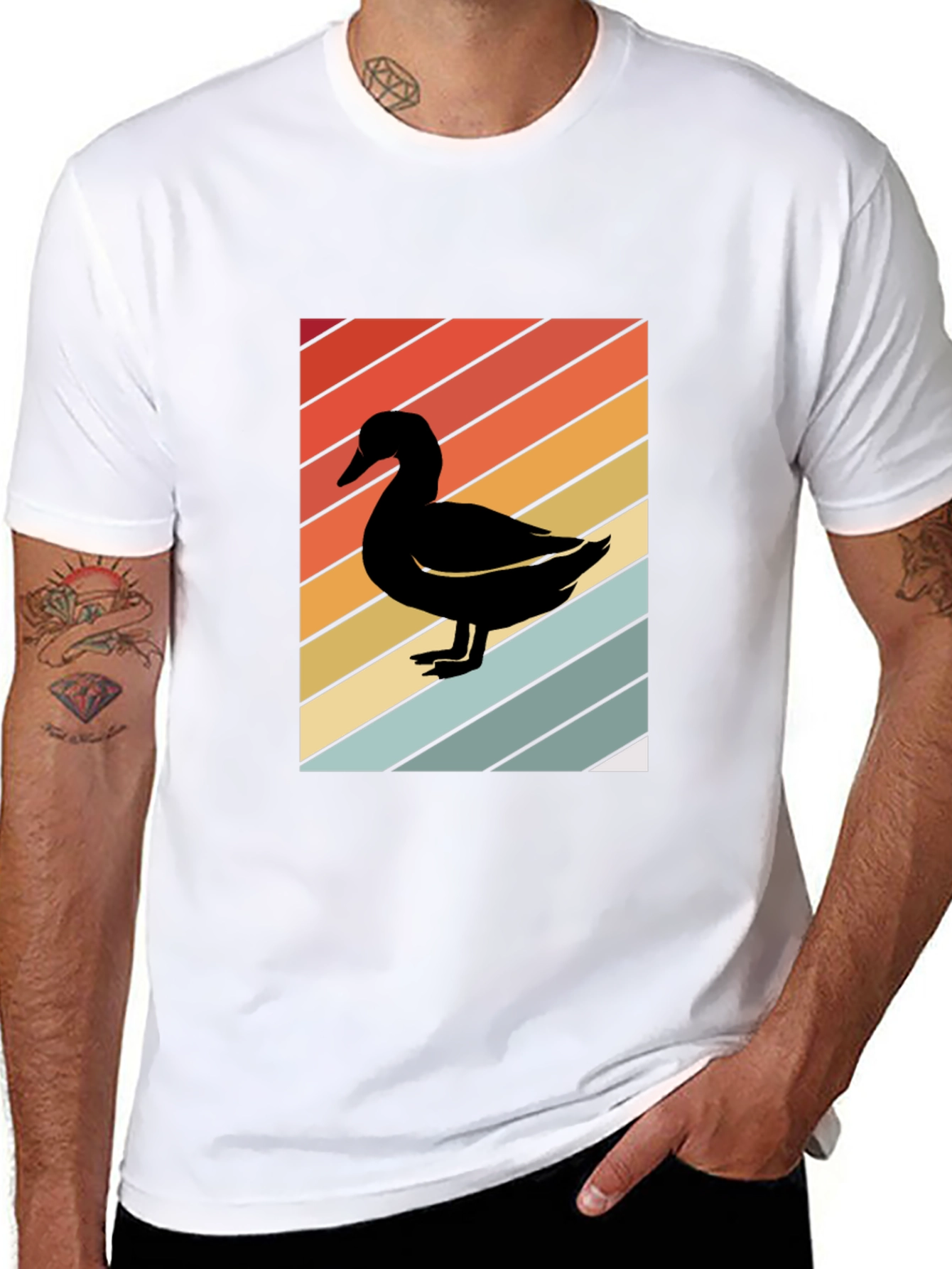 Retro Duck Graphic Black T-Shirt