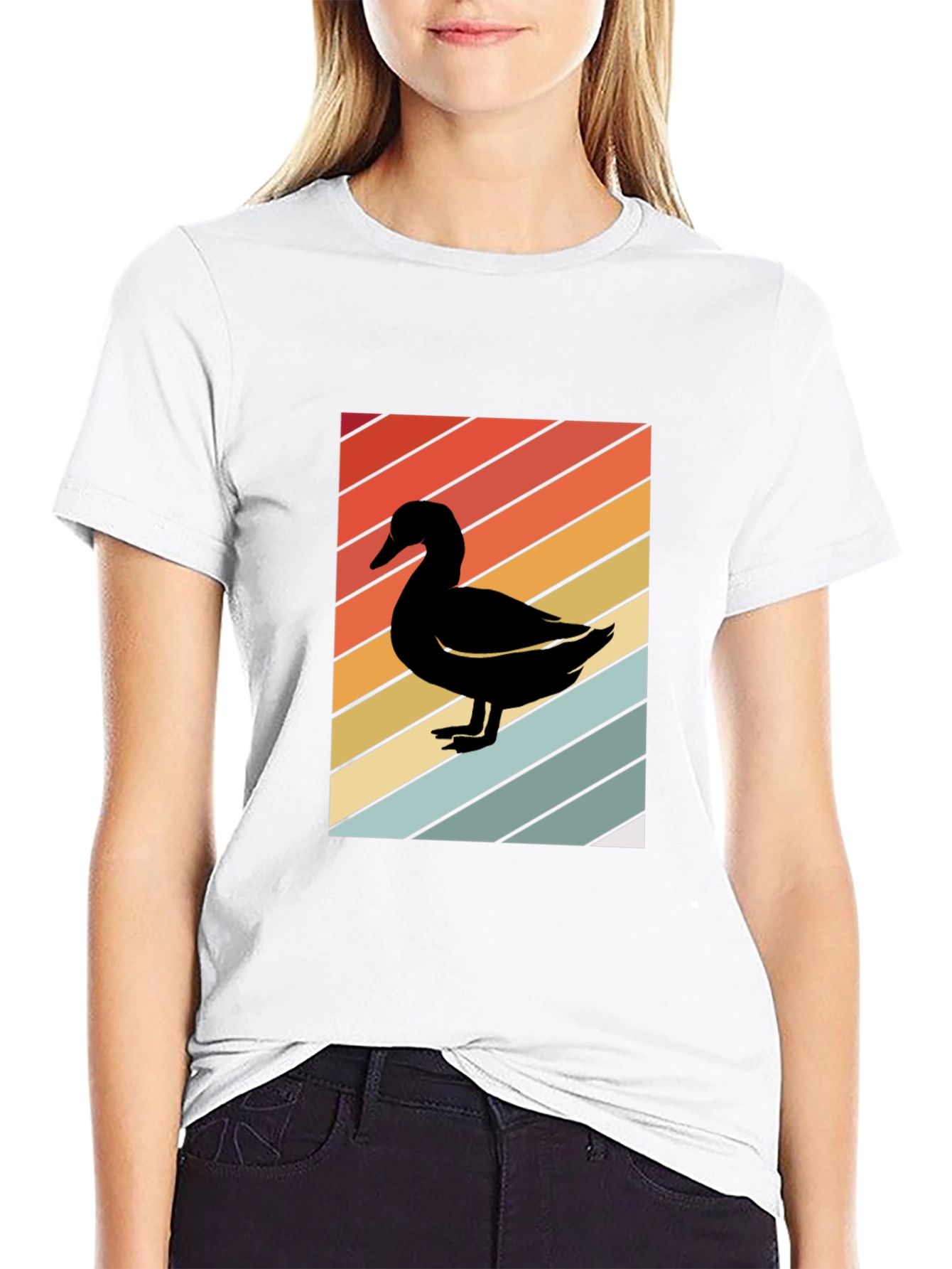 Retro Duck Graphic Black T-Shirt