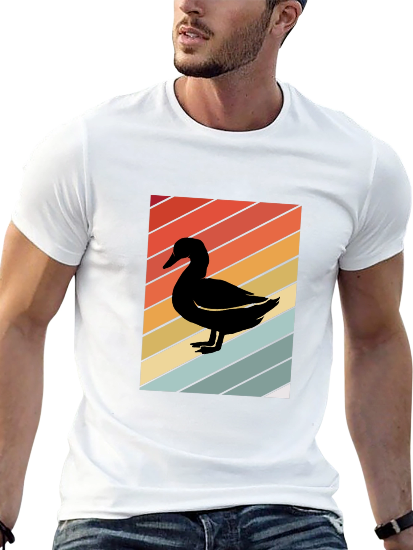 Retro Duck Graphic Black T-Shirt