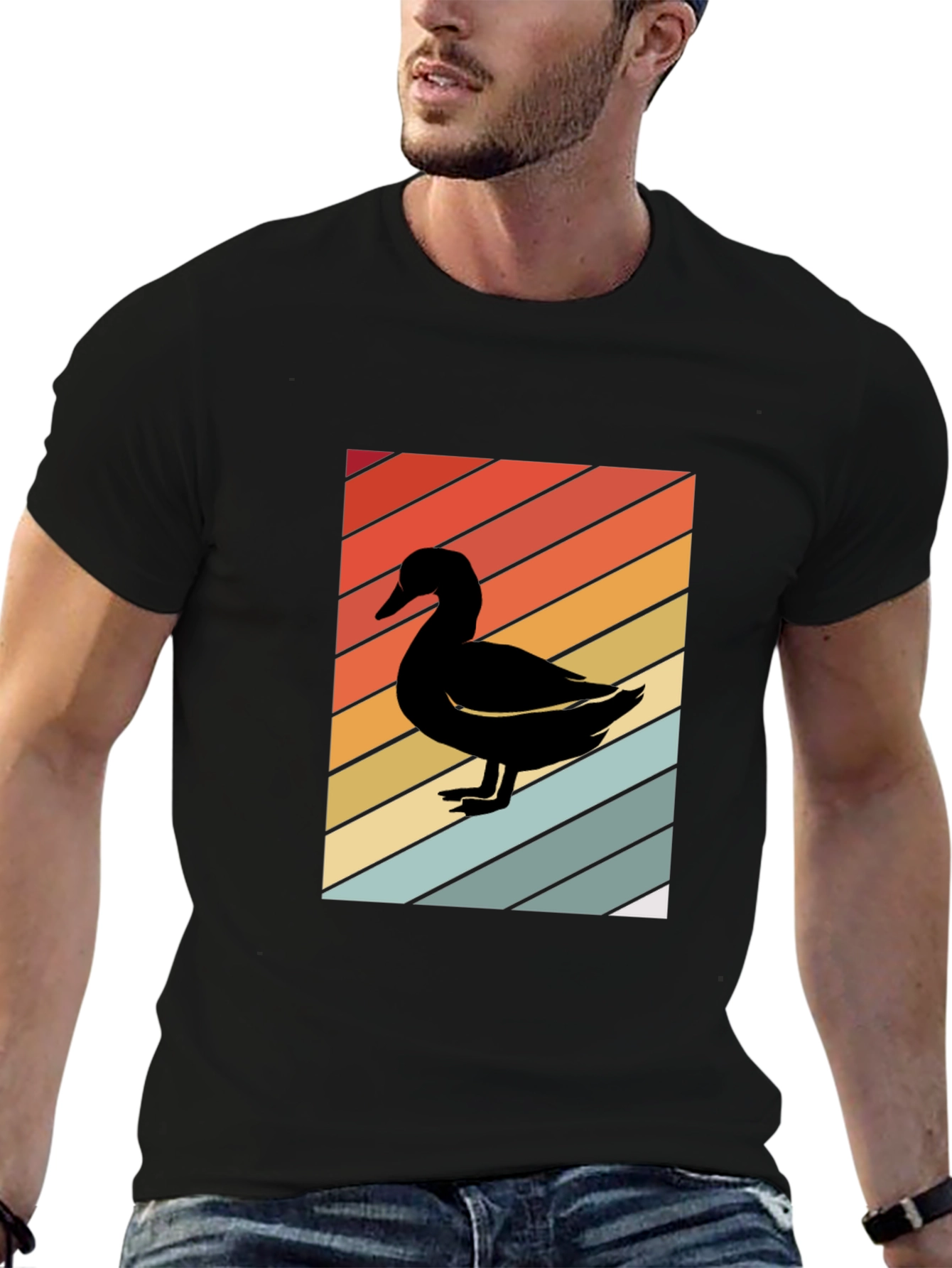 Retro Duck Graphic Black T-Shirt