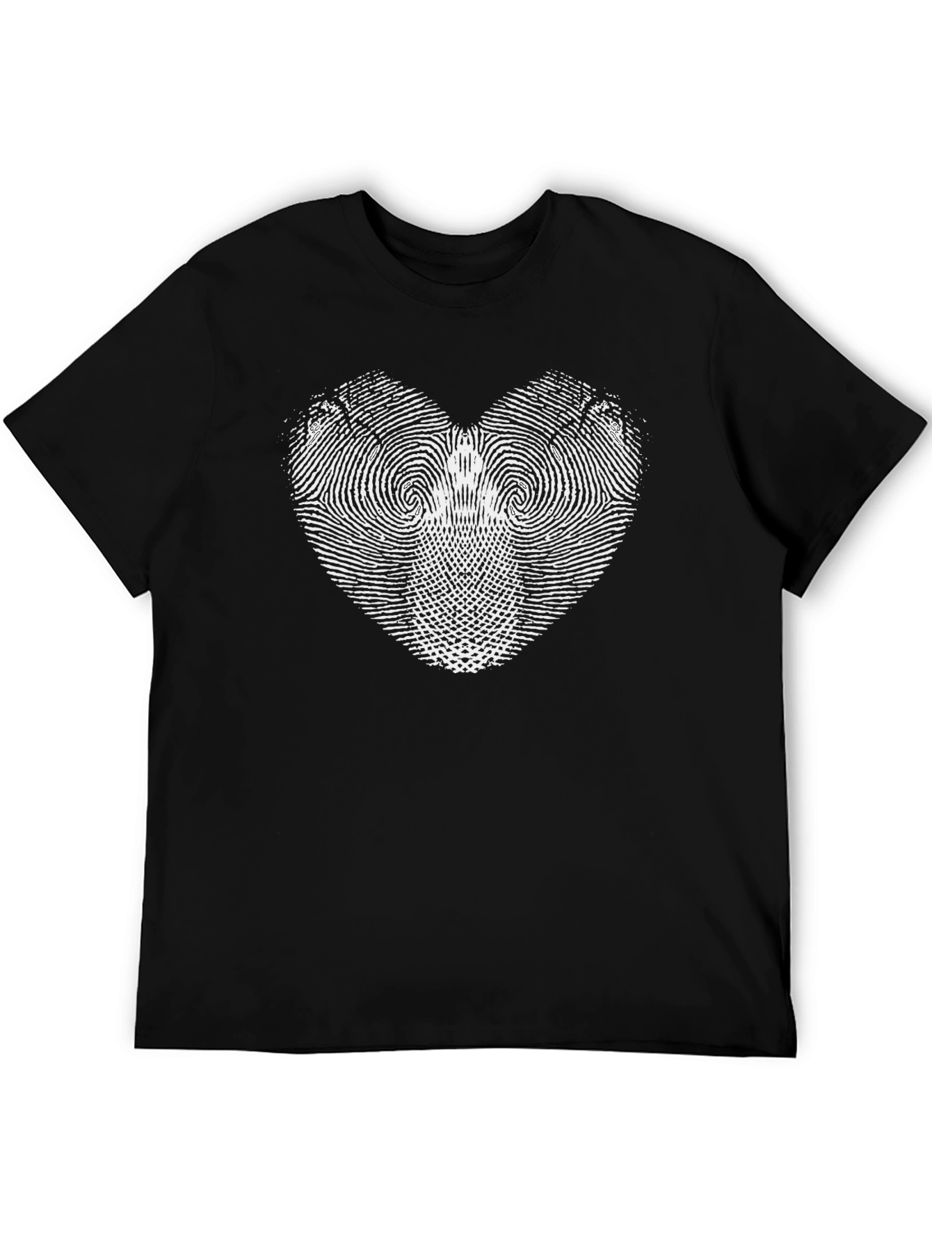 Heart Fingerprint Graphic Black T-Shirt